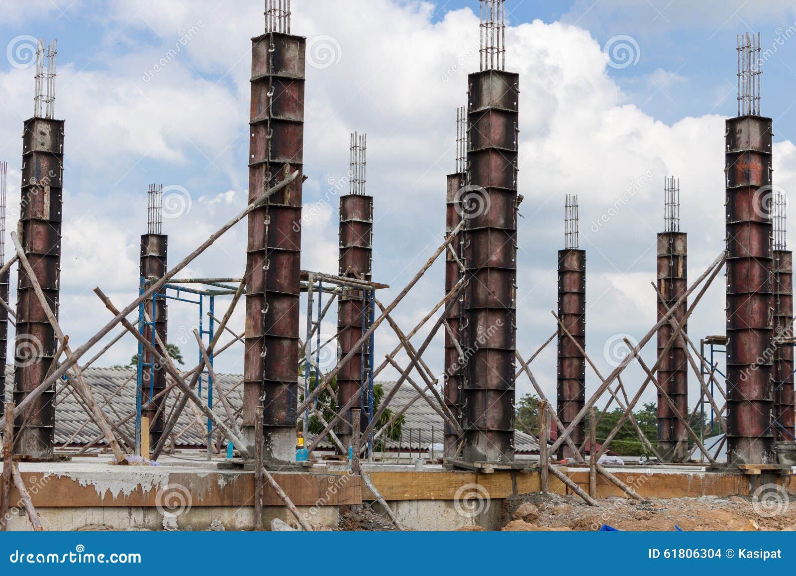 Pillar construction stock photo. Image of board, masonry 61806304