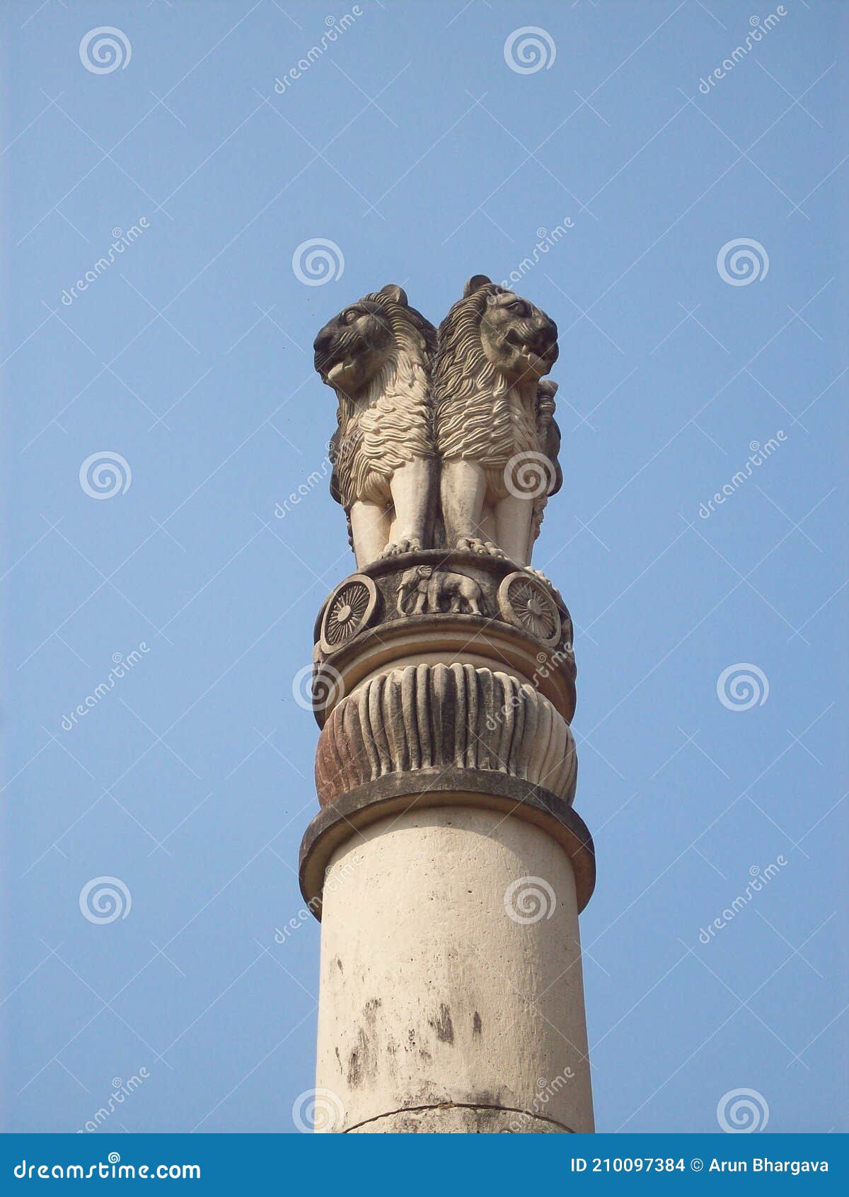 Pillar of Emperor Ashoka with Four Lion Head Stock Photo - Image of  adopted, animals: 210097384