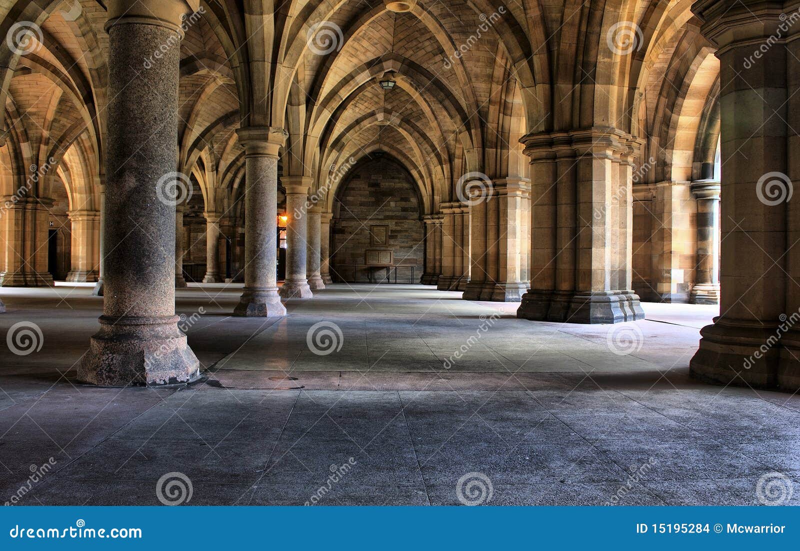 Pillars And Arches Underneath Glasgow University Stock Photo Image of