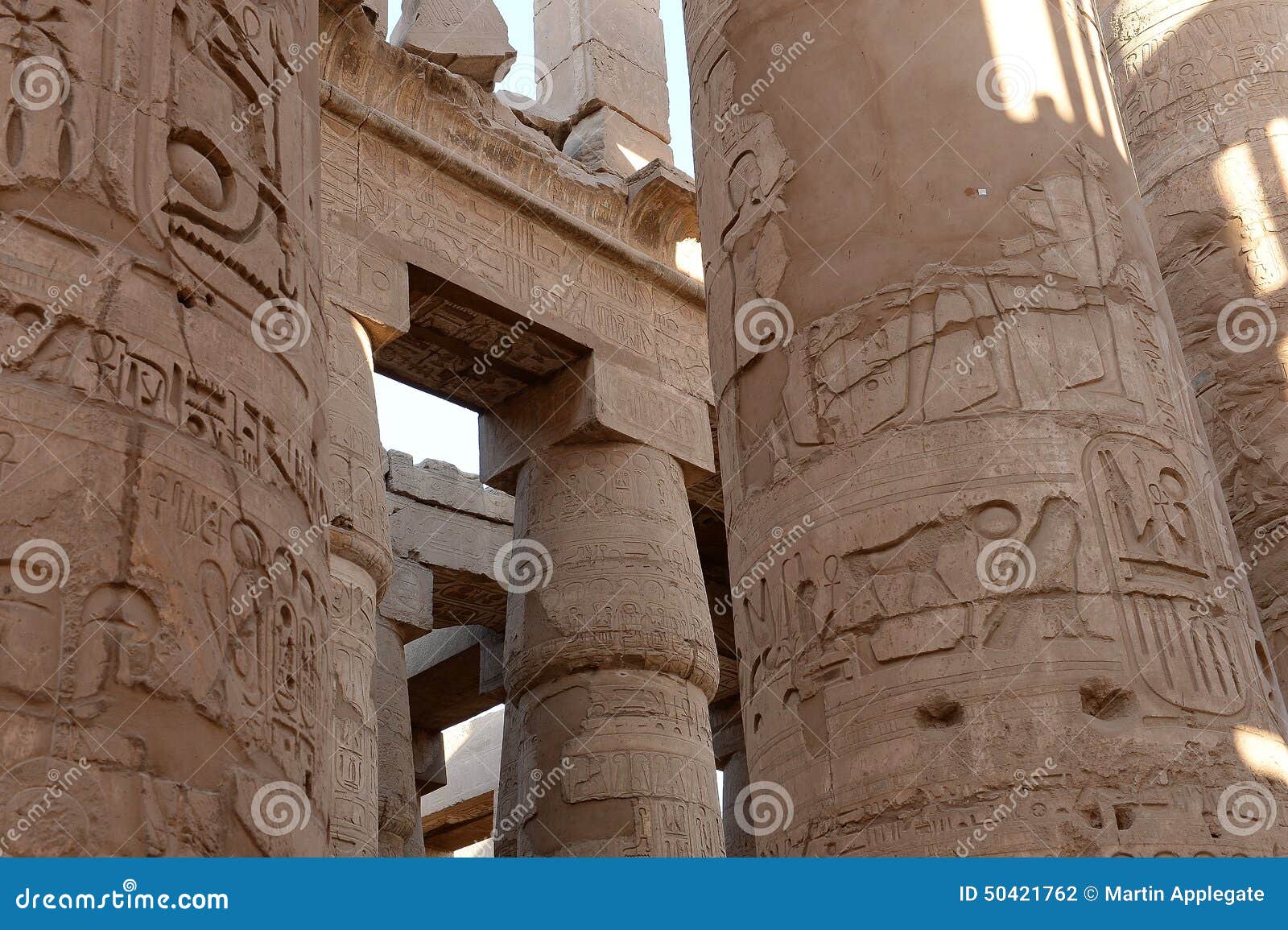 Pillars at Karnak in Egypt stock photo. Image of engraved 50421762