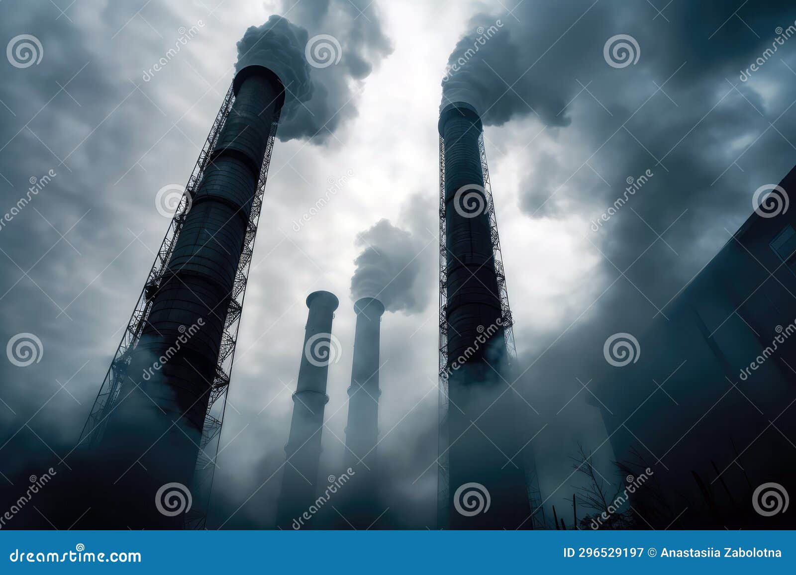 Pillars of Smoke Rise Dramatically from an Industrial Chimney Stack ...