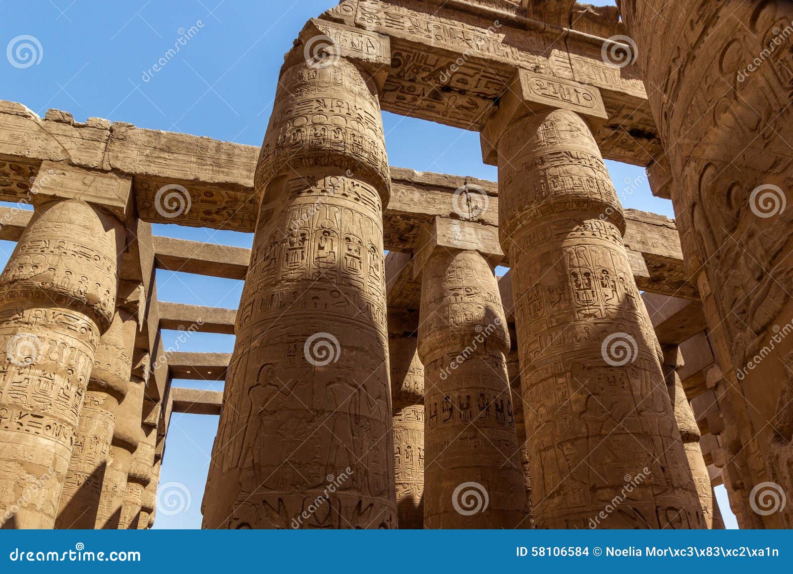 Pillars Temple of Karnak stock photo. Image of archaeological 58106584