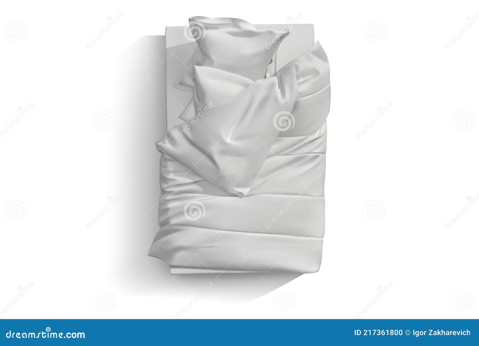 Pillow, Blanket and Mattress with a Sheet on the Floor in an Upright