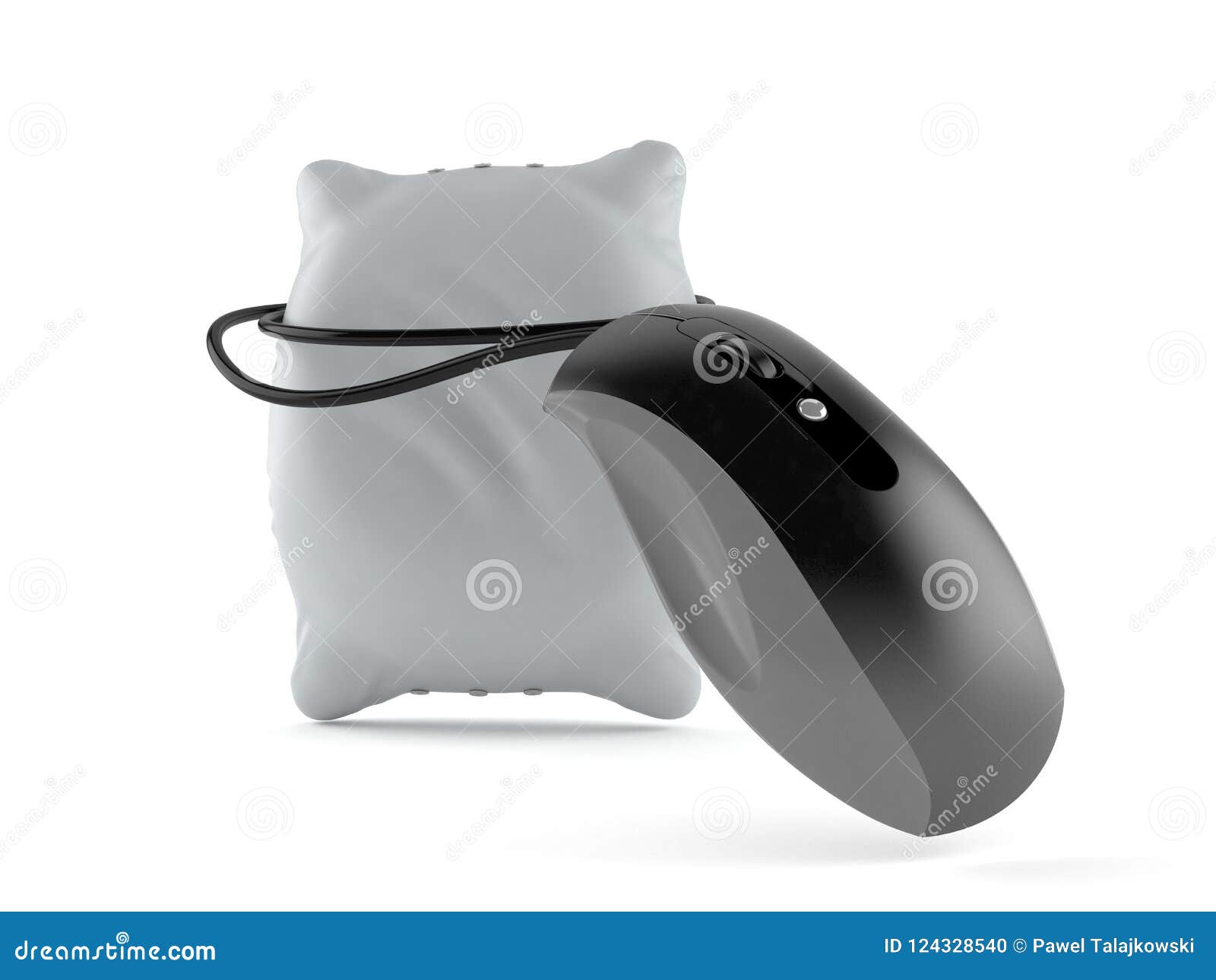 Pillow with computer mouse stock illustration. Illustration of