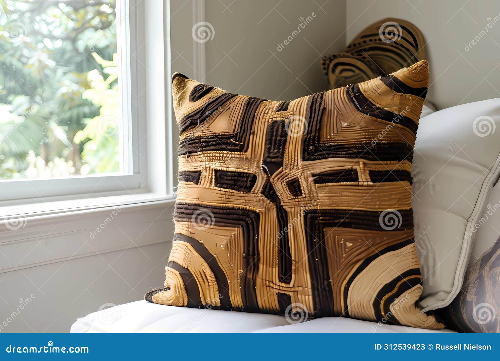 kuba cloth pillow - democratic republic of congo