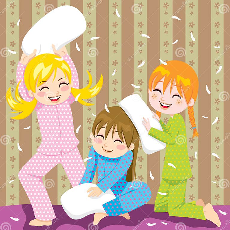 Pillow fight stock vector. Illustration of female, people - 20366603