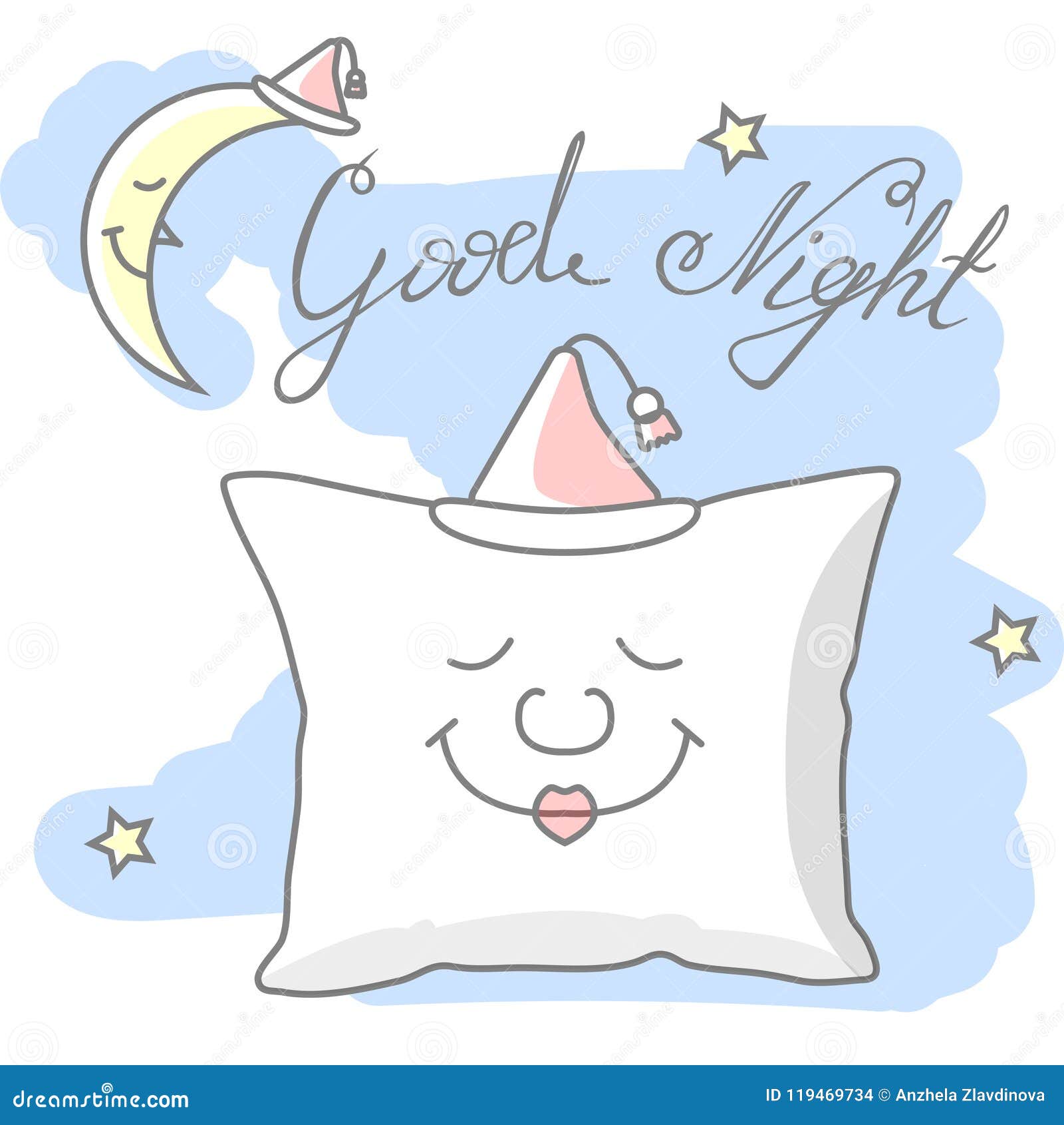 Pillow. Illustration of Good Night Wishes Stock Vector ...