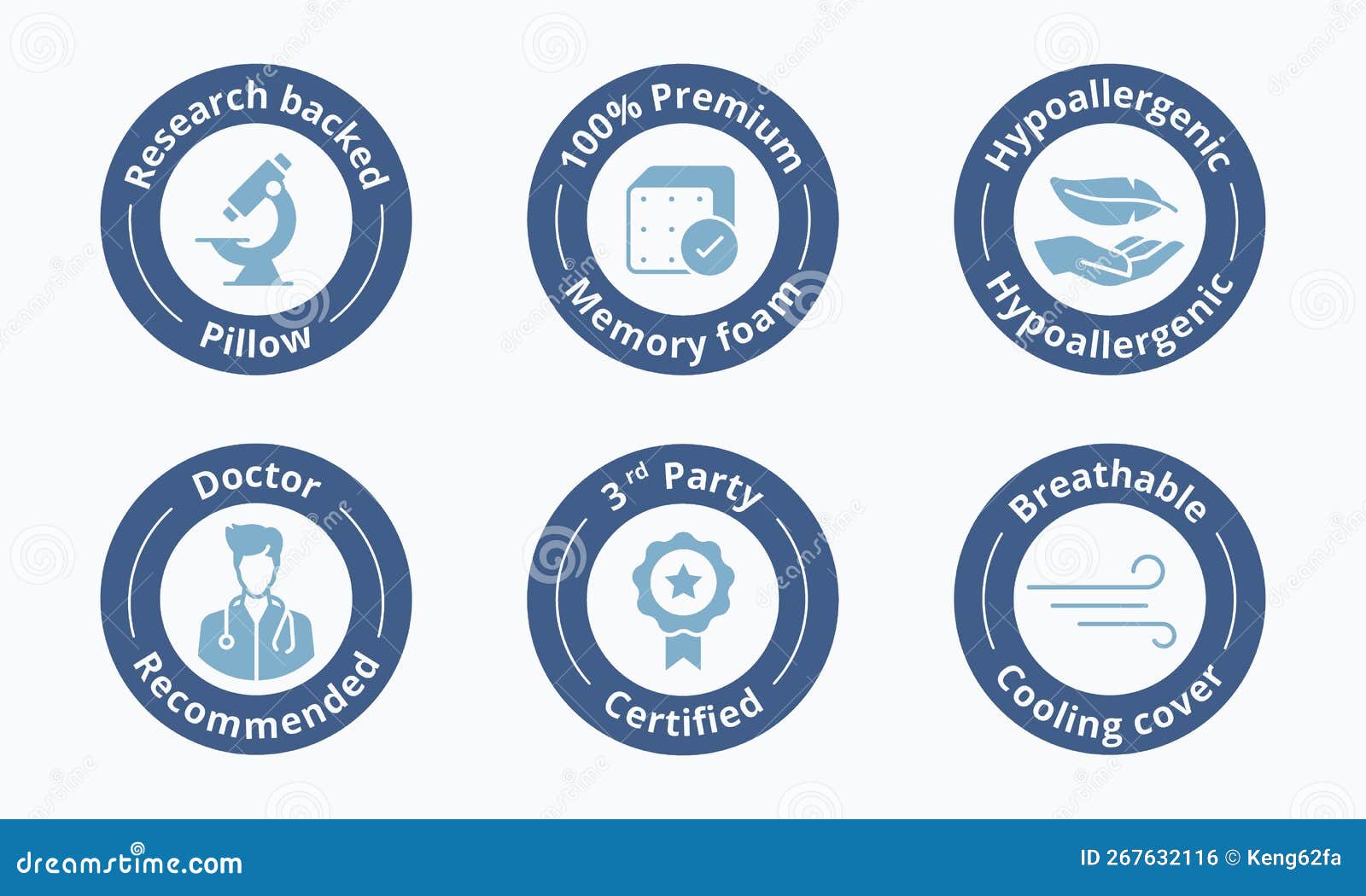 Pillow Quality Certification Sign. Special Features Symbol. Pillow