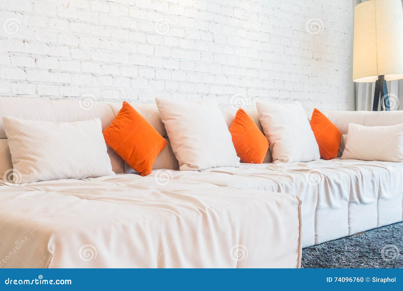 Pillow on sofa stock photo. Image of design, apartment 74096760