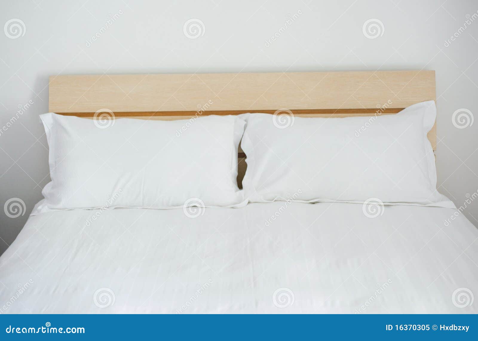 Two White Pillows On Bed Stock Photo, Picture and Royalty Free