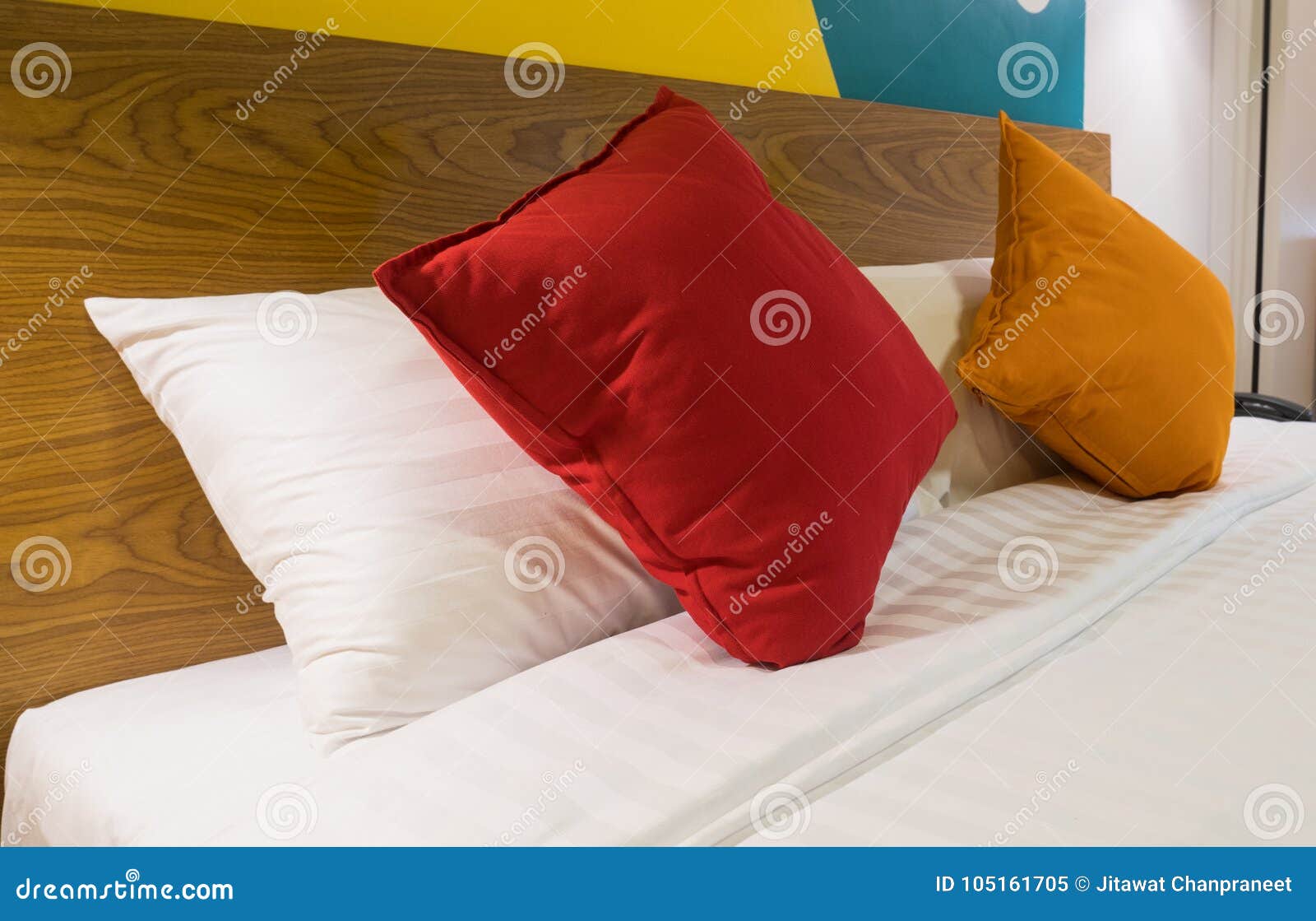 Pillows on Bed in Luxury Room at Hotel Stock Image Image of furniture