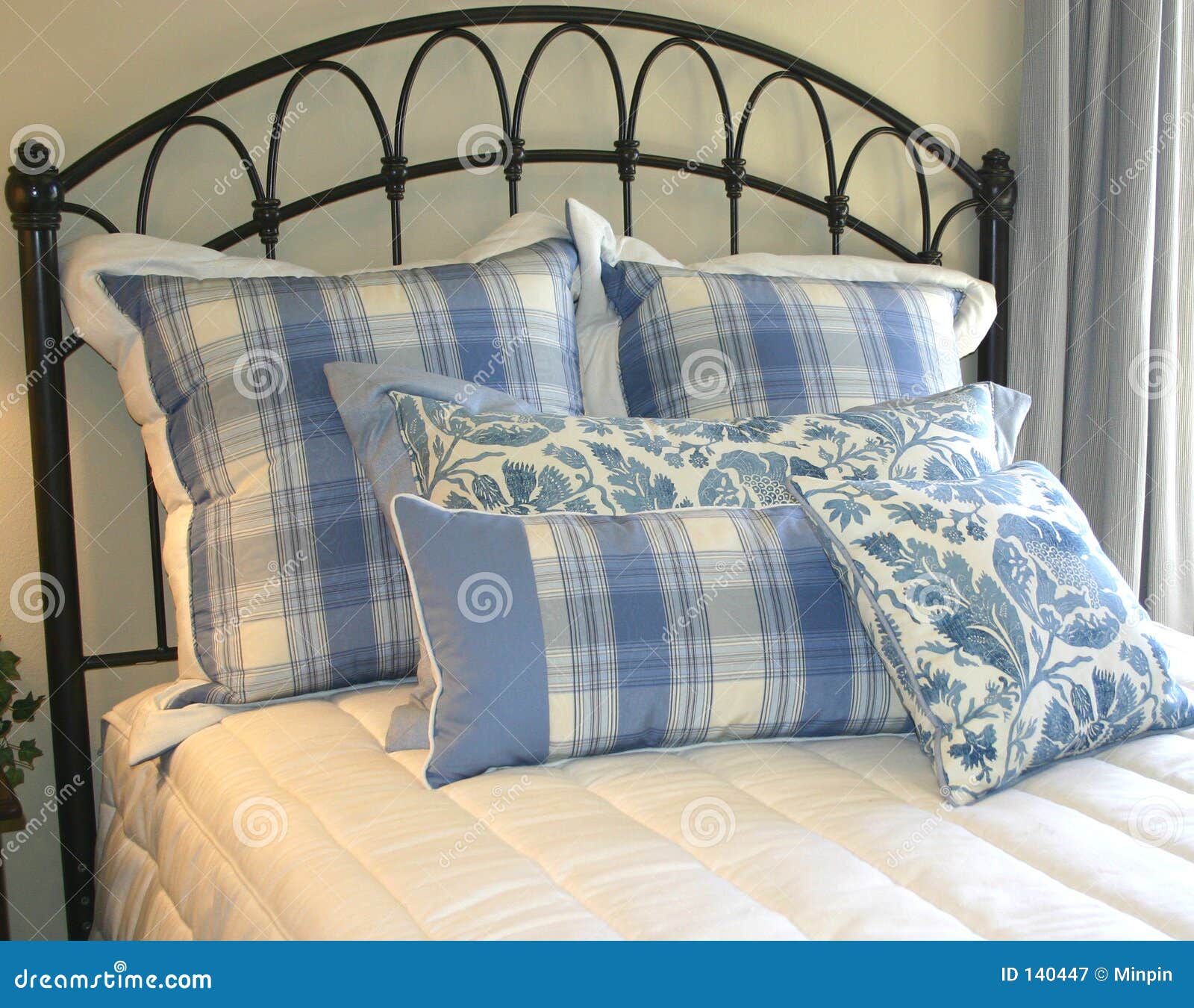 Pillows in Blue stock image. Image of floral, sleep, relax 140447