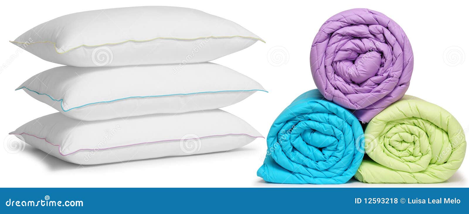 Pillows and Duvets. Isolated Stock Photo Image of concept, cloth