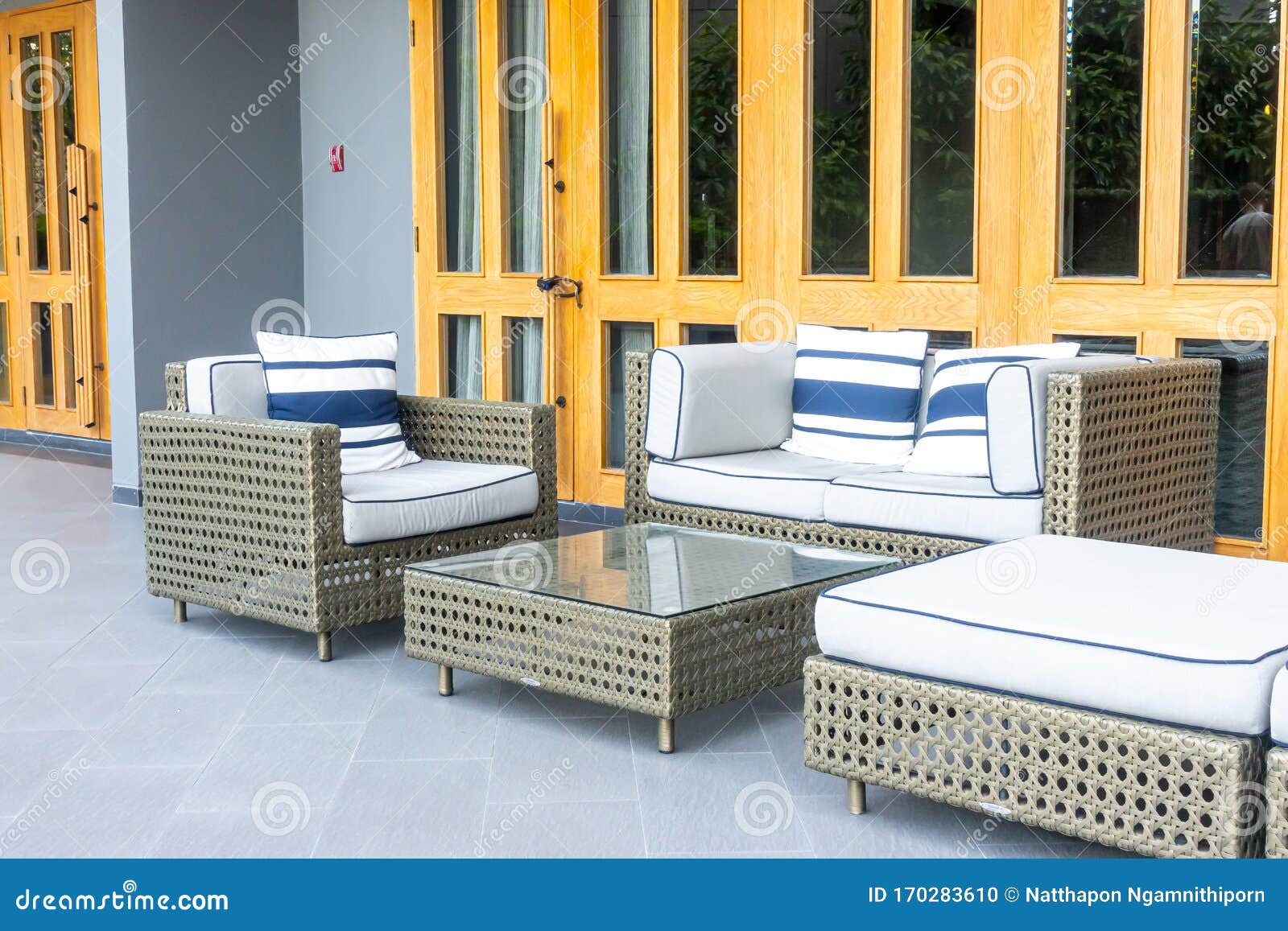 Pillows with Outdoor Patio Deck and Sofa Stock Photo Image of luxury