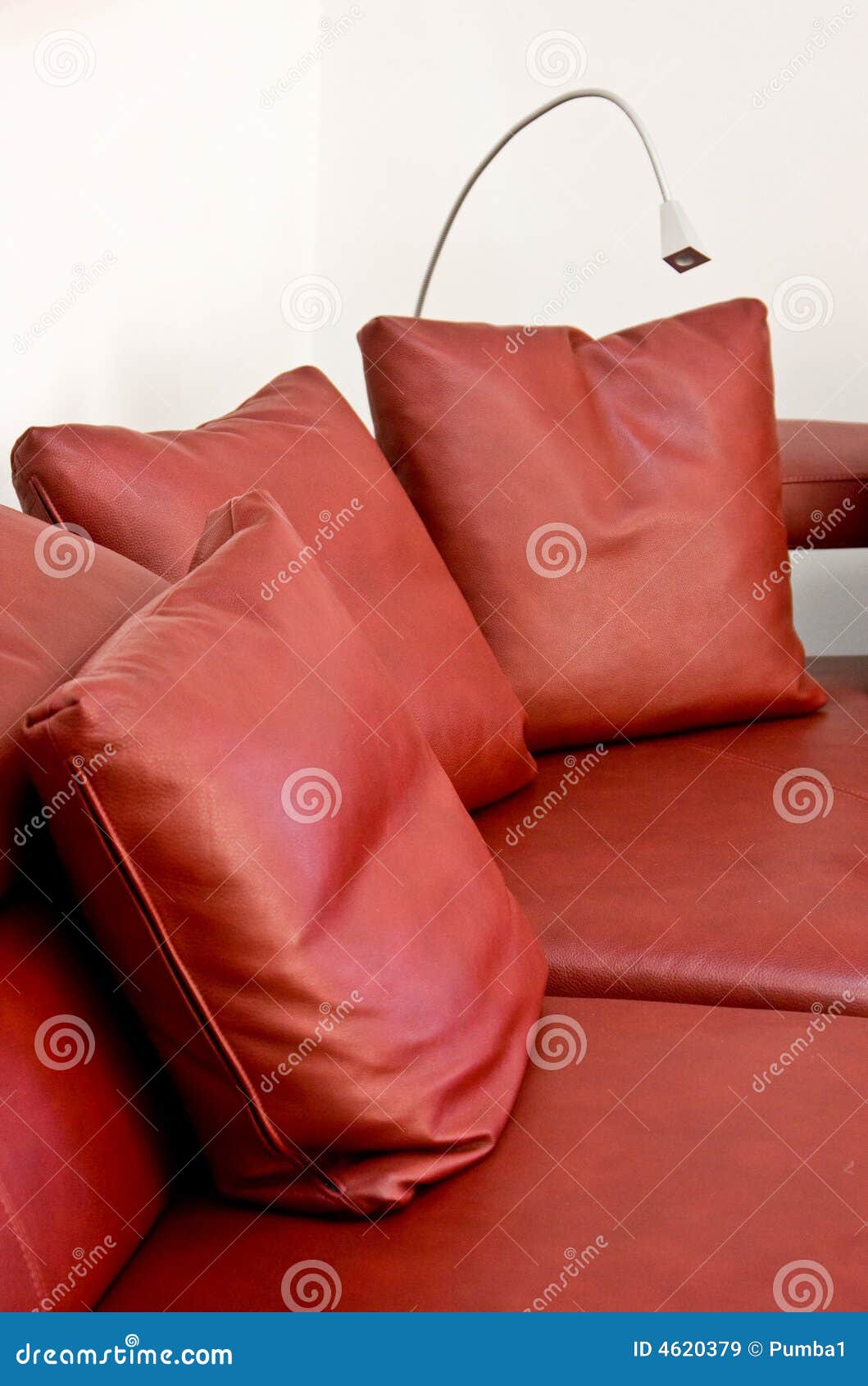 Pillows of a Red Leather Sofa Stock Image Image of seat, modern 4620379