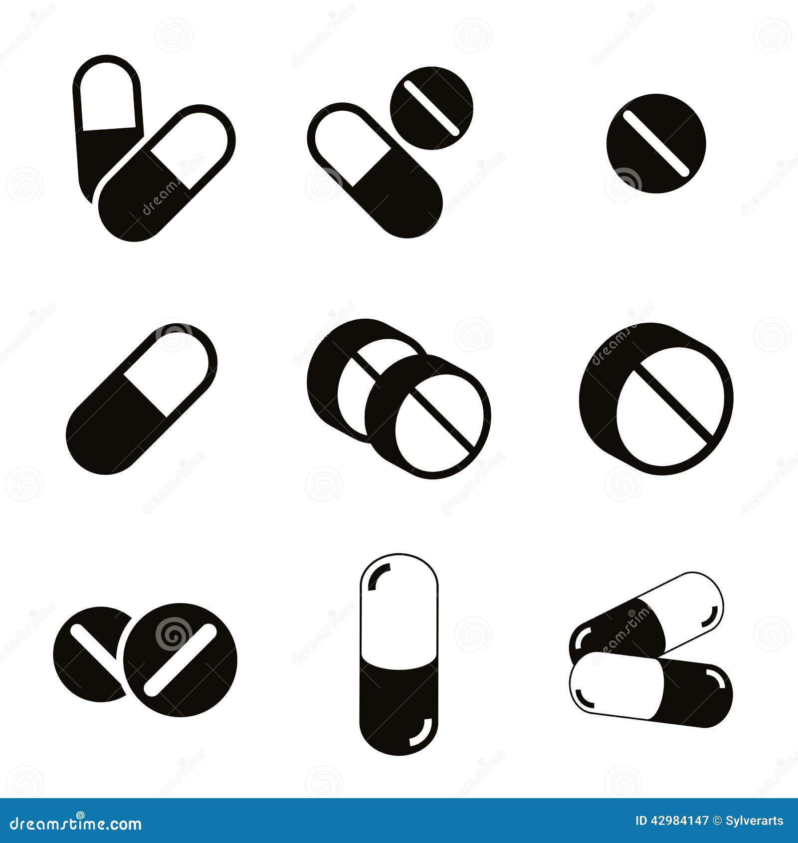 Pills And Capsules Icon  Set Stock Vector Illustration 