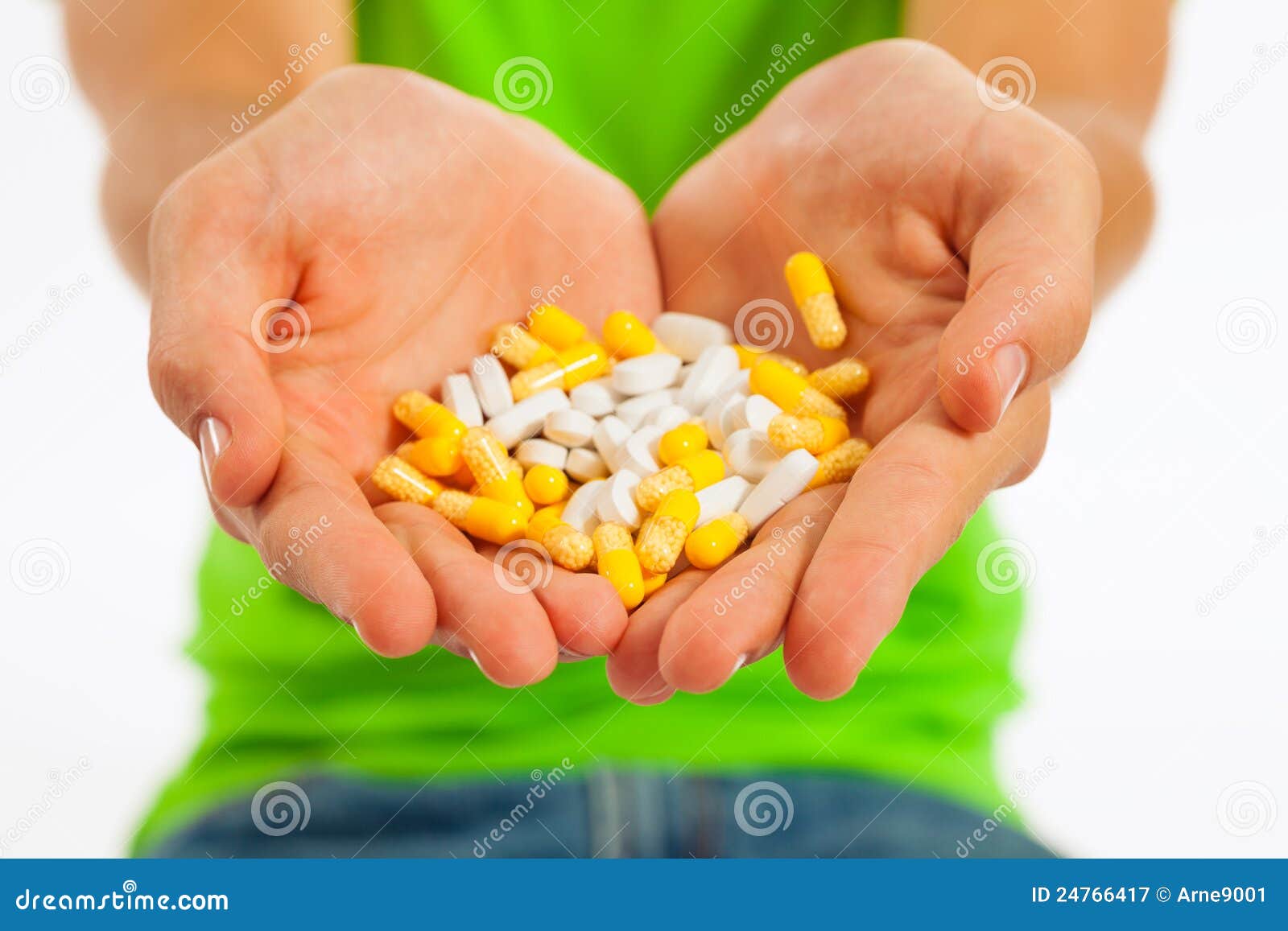 Pills in a hand stock image. Image of capsule, health 24766417
