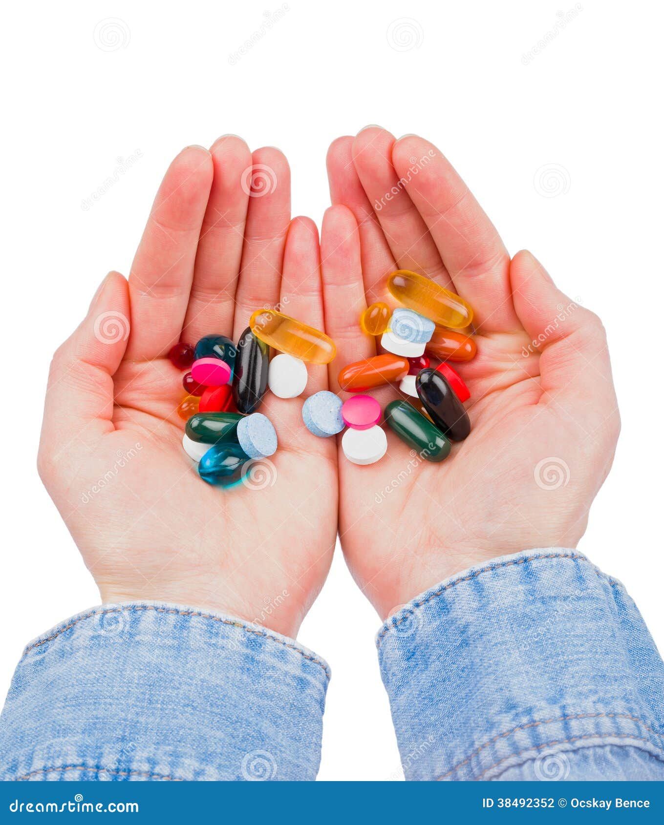 Pills in hands stock photo. Image of medicines, capsule 38492352