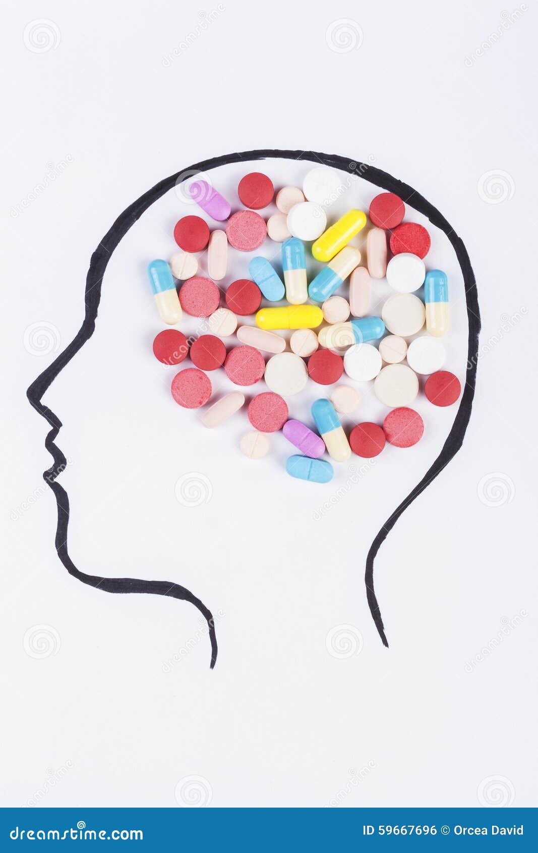 Pills in Head stock photo. Image of antibiotic, crayon 59667696