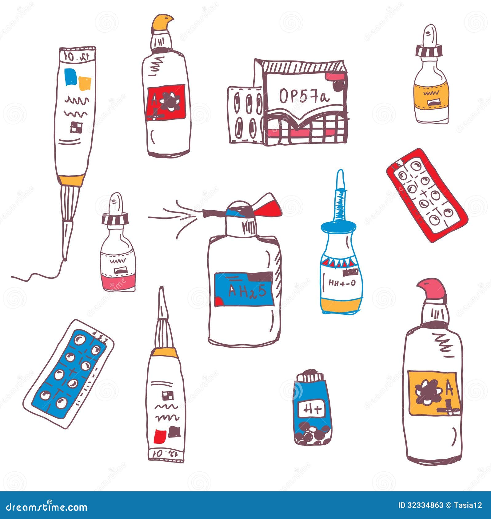 Pills And Medical Bottles Doodle Stock Photos Image 32334863