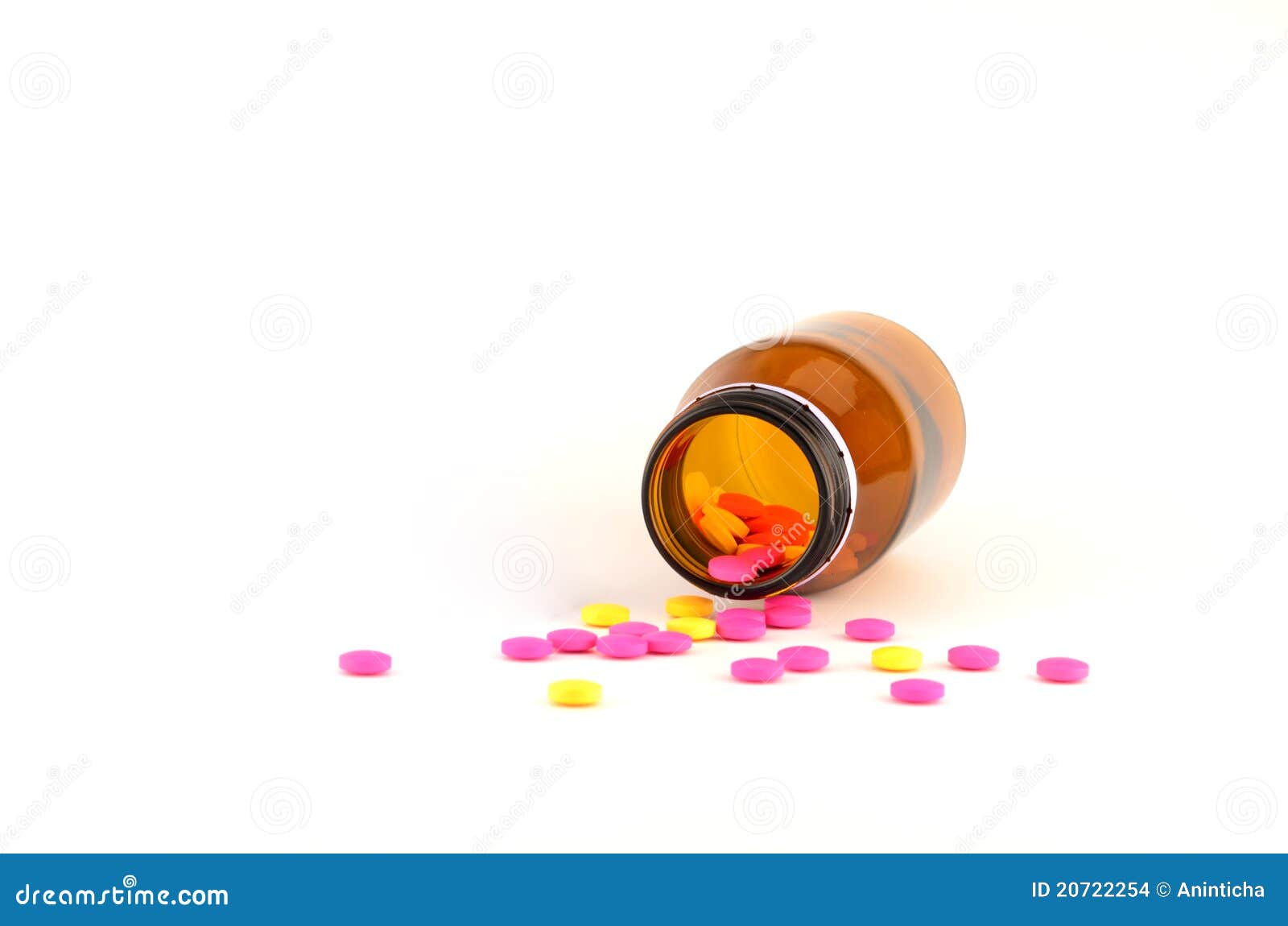 Pills Spilling Out Of Bottle Isolated On White Stock Photo Image of