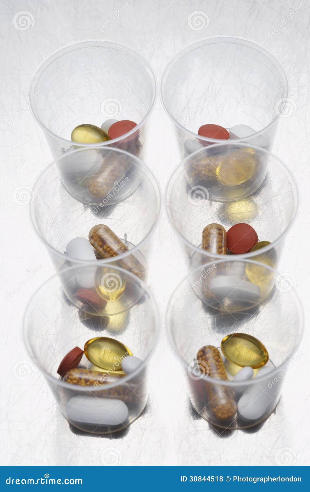 Pills and Tablets in Six Plastic Cups Stock Photo Image of london