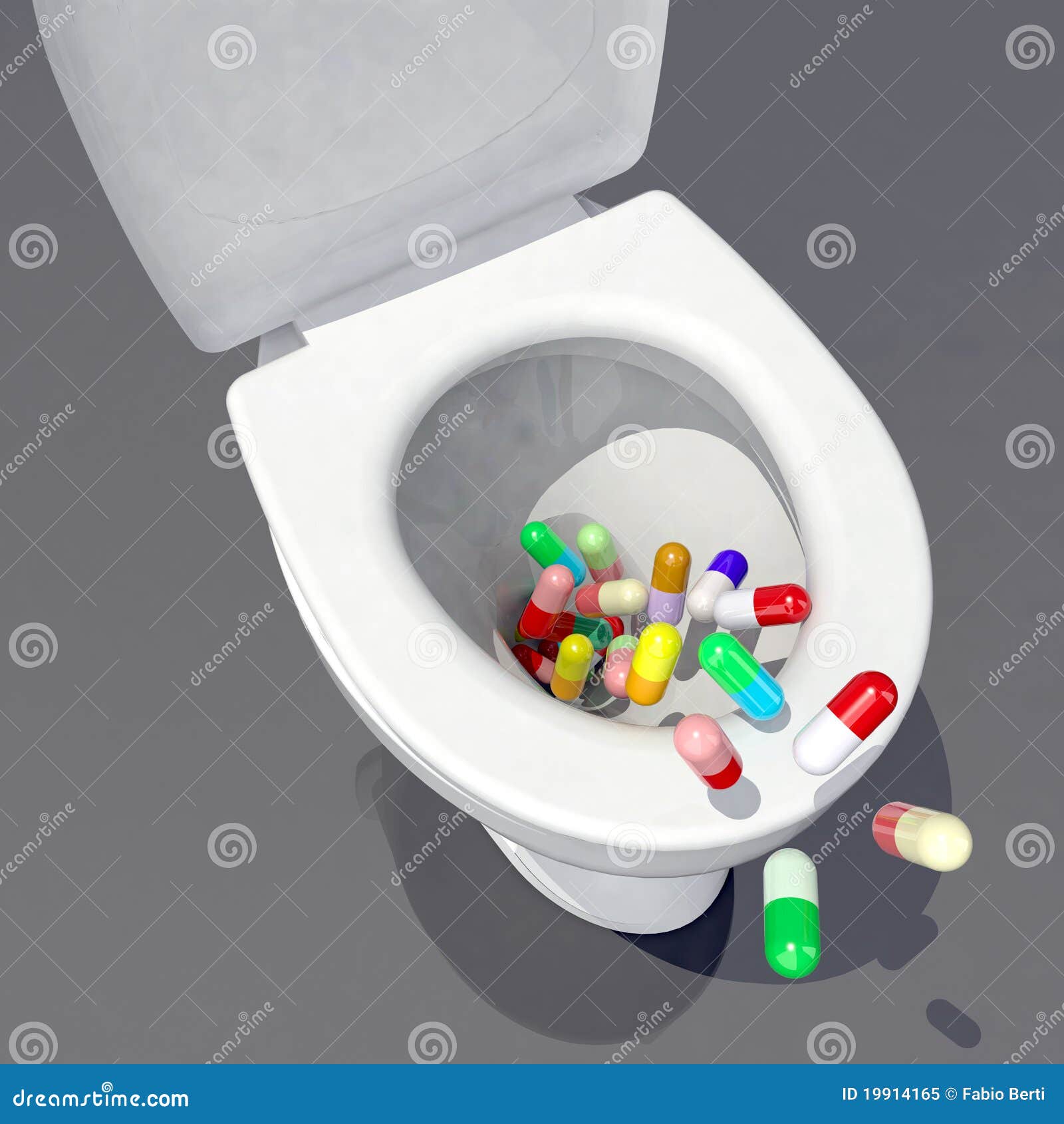 Pills in the toilet stock illustration. Illustration of model 19914165