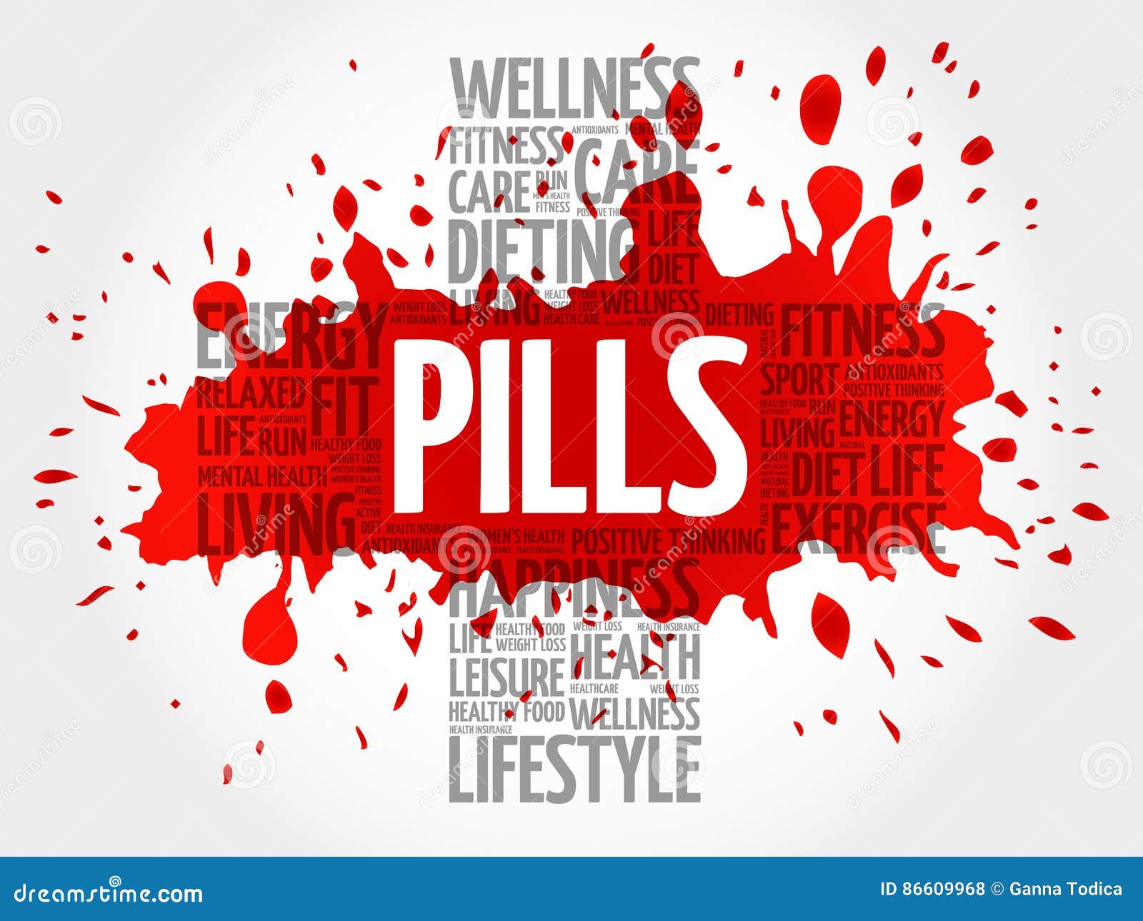 PILLS word cloud stock illustration. Illustration of cloud 86609968