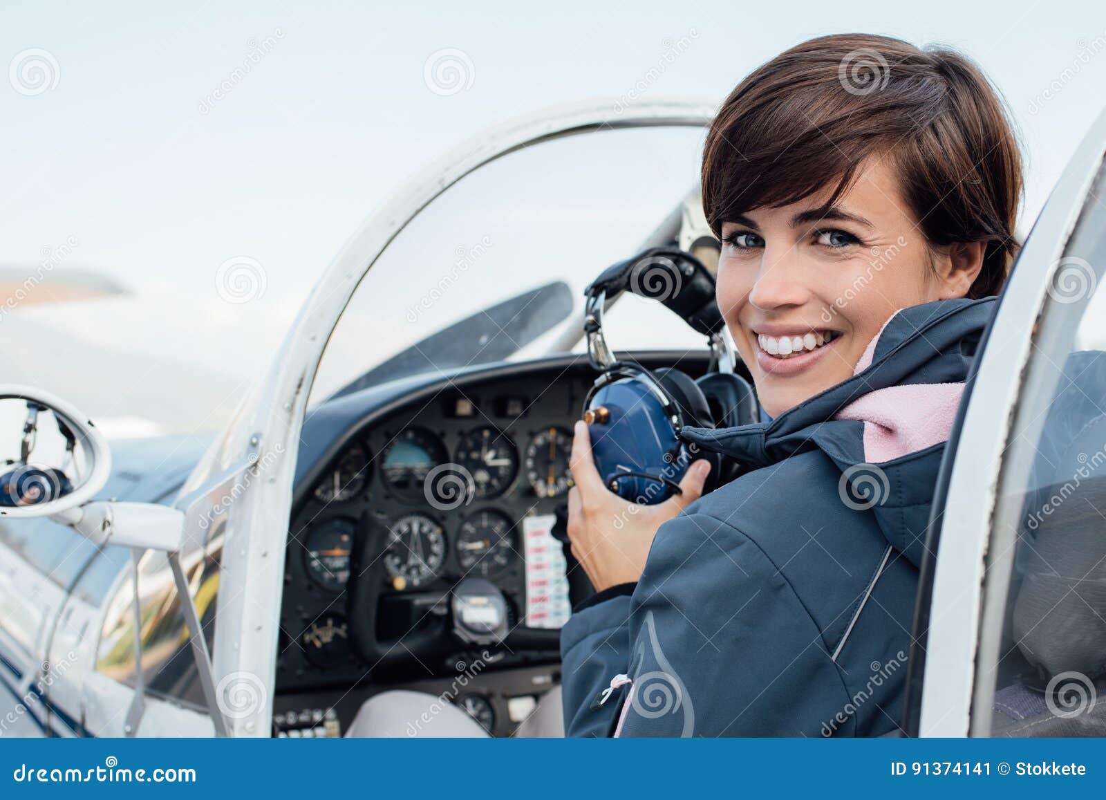 pilot in the aircraft cockpit