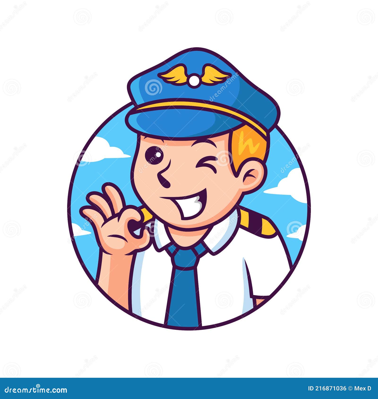 Pilot Cartoon with Cute Pose. Vector Icon Illustration, Isolated on Premium  Vector Stock Vector - Illustration of standing, happy: 216871036