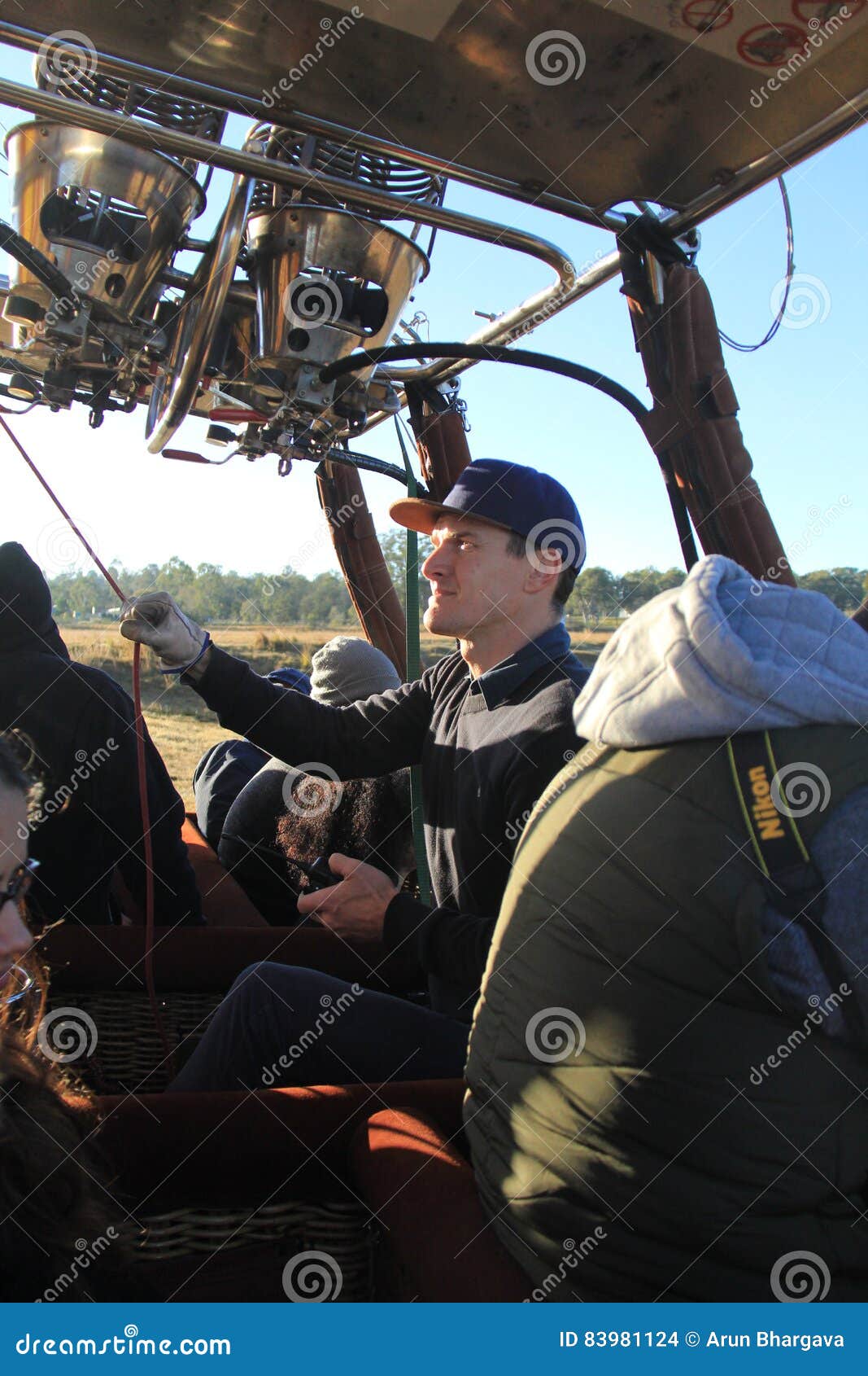 Pilot Controlling Hot Air Balloon Editorial Stock Image Image of