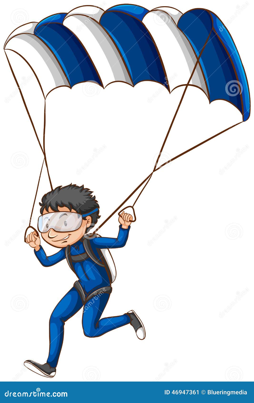 A Sketch Of A Parachute With A Boy Cartoon Vector