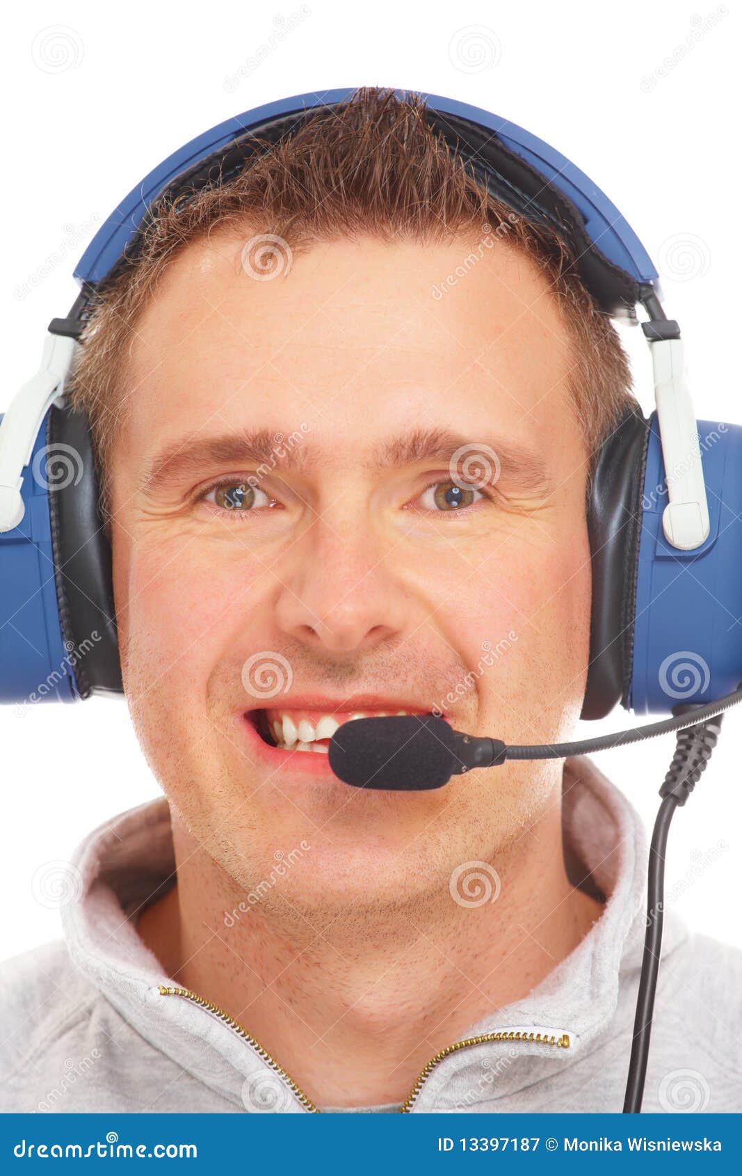 Pilot with headset stock image. Image of aviation, radio 13397187
