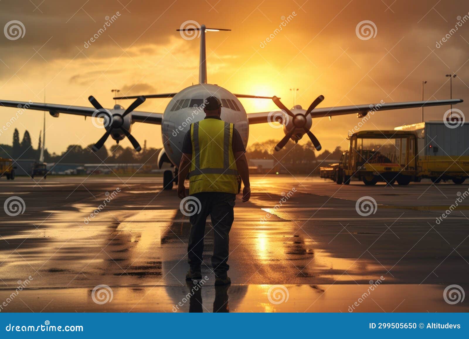 Pilot Inspecting a Cargo Plane before Takeoff Stock Photo Image of