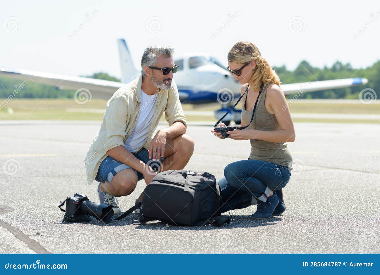 Pilot Inviting Passengers on Board Private Airplane Stock Image Image