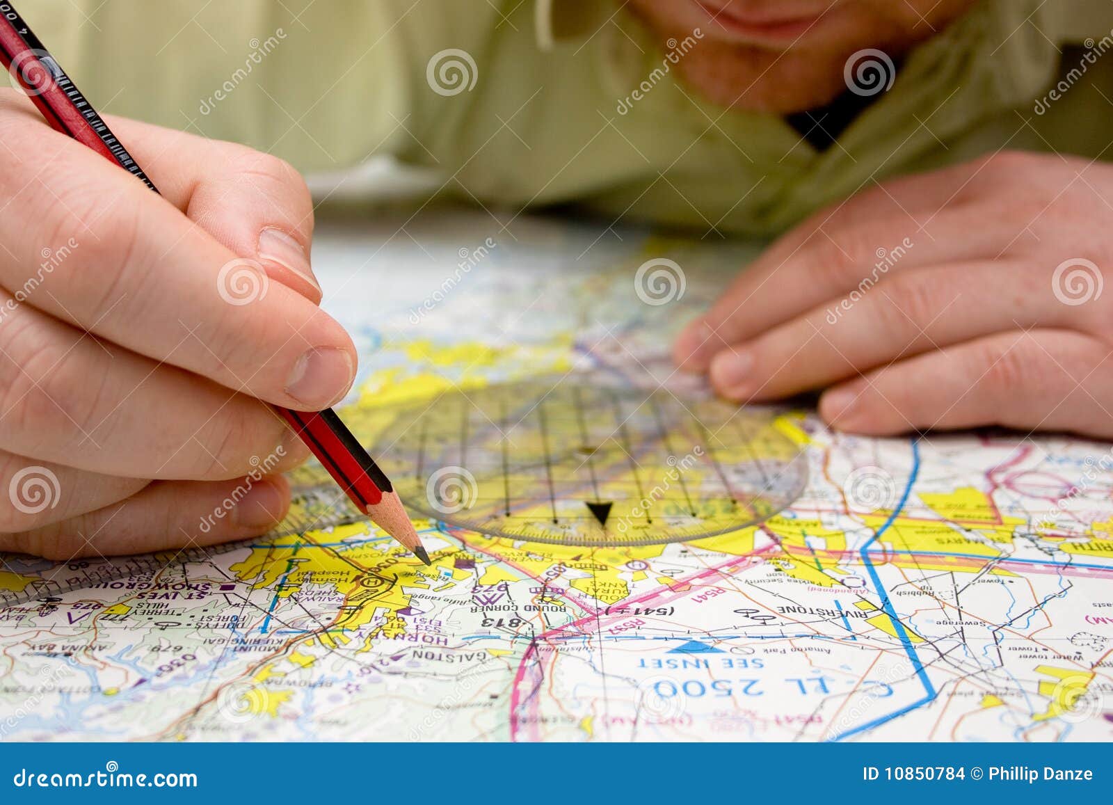 plotting course map pilot flight onto path