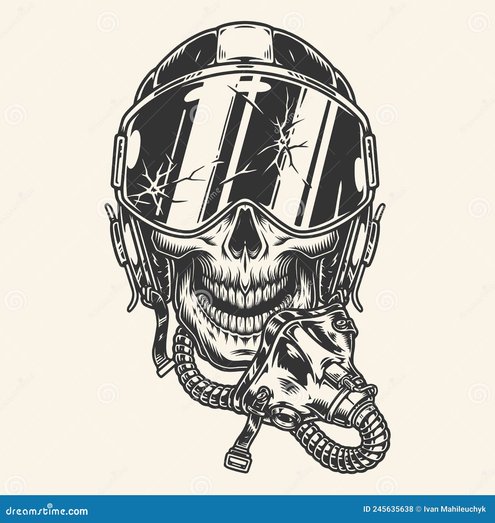 Pilot Skull Monochrome Vintage Sticker Stock Vector - Illustration of pilot,  monochrome: 245635638