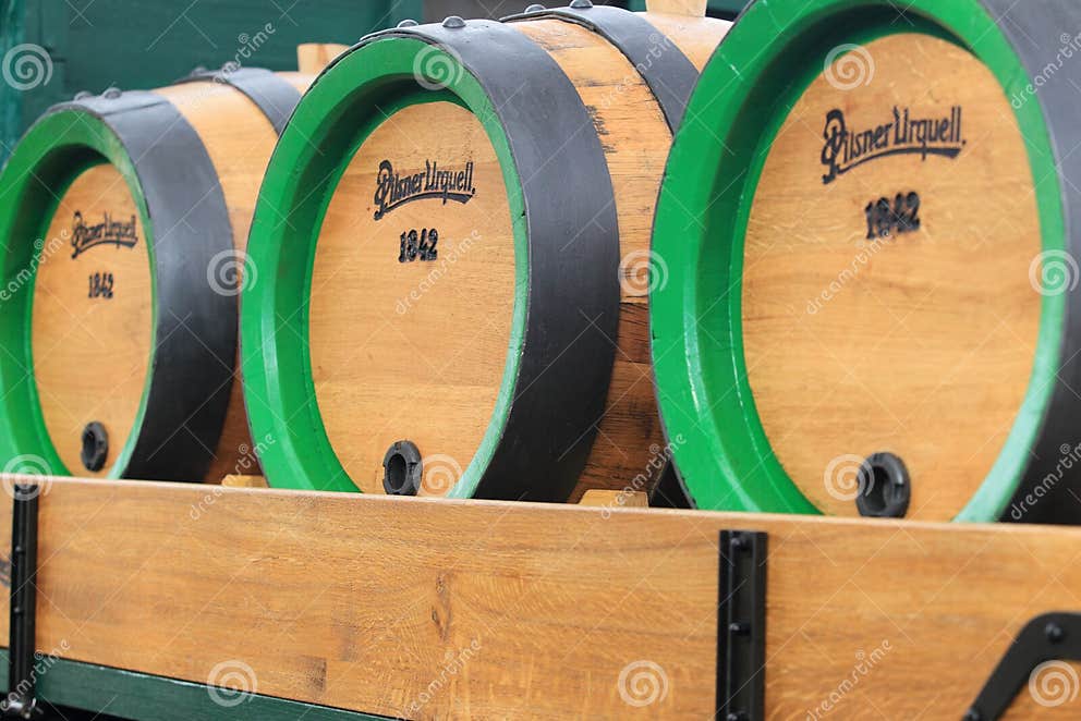 Pilsner Urquell kegs editorial stock image. Image of brand 38140089