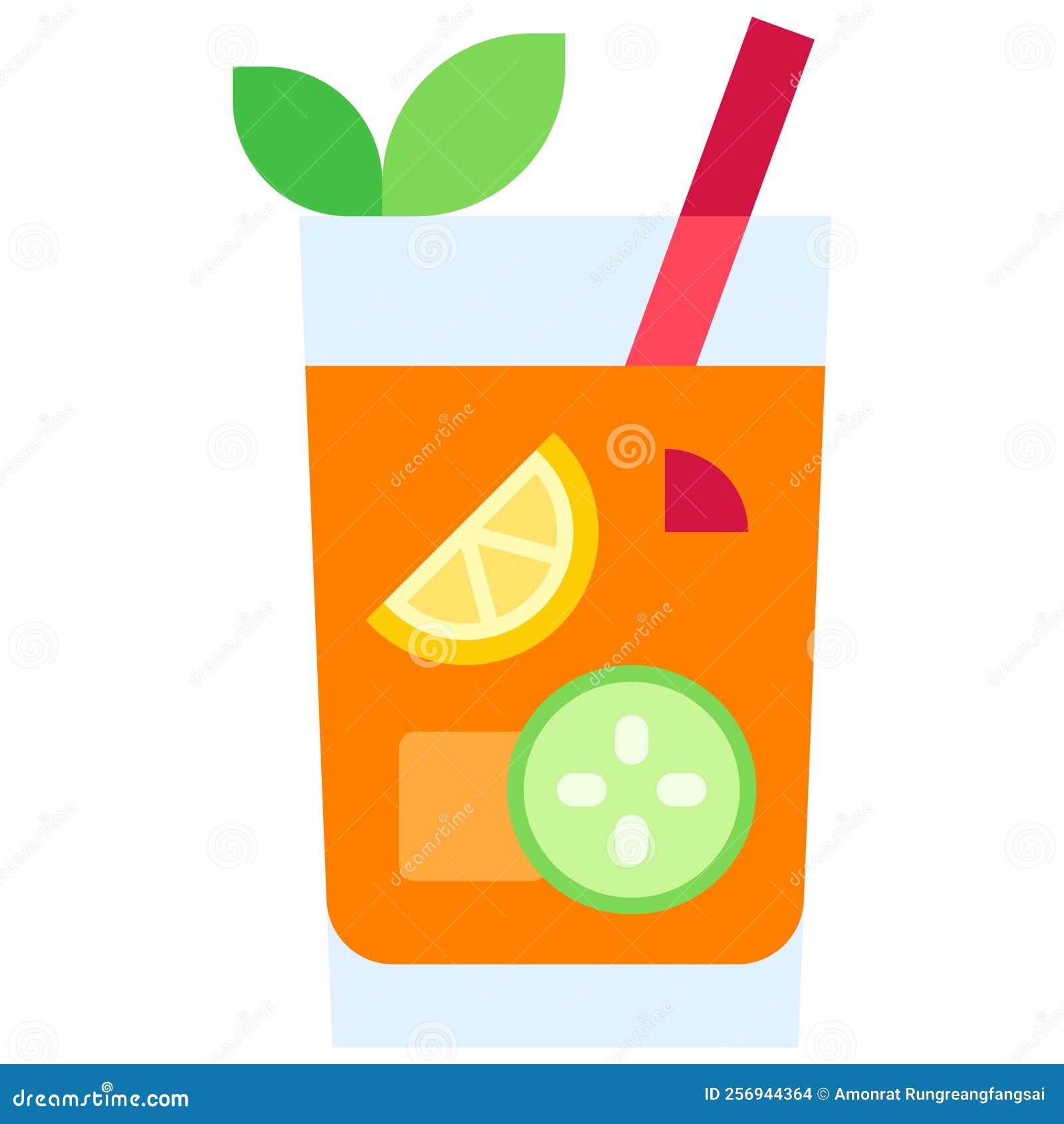 Pimm`s Cup Cocktail Icon, Alcoholic Mixed Drink Vector Stock Vector