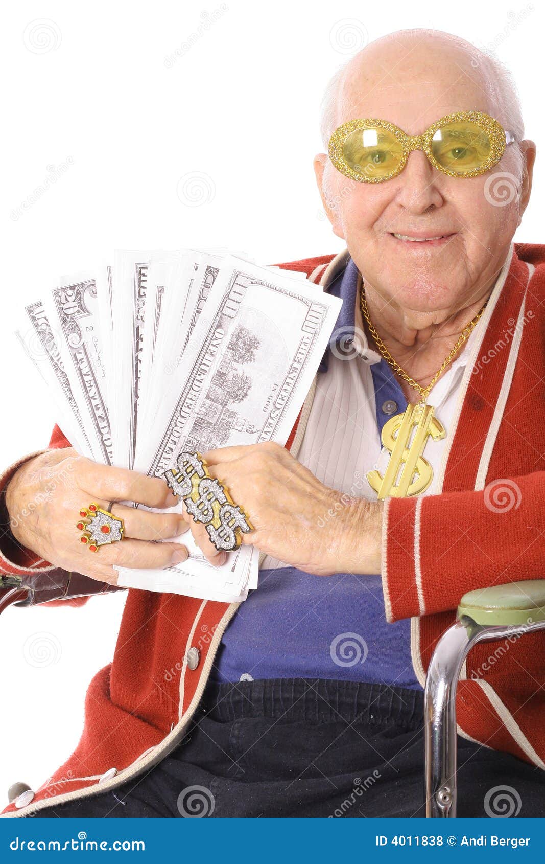 Pimping grandpa vertical stock photo. Image of handicap 4011838