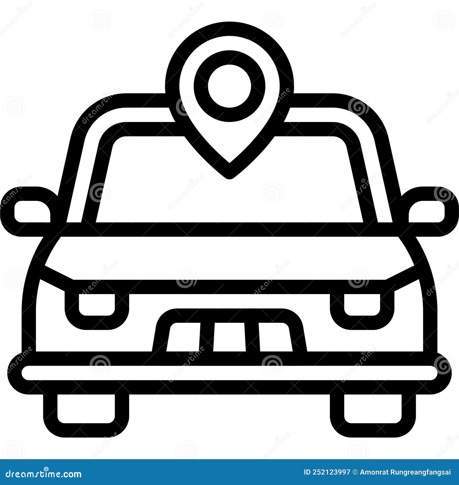 Pin with Car Icon, Location Map and Navigation Vector Stock Vector