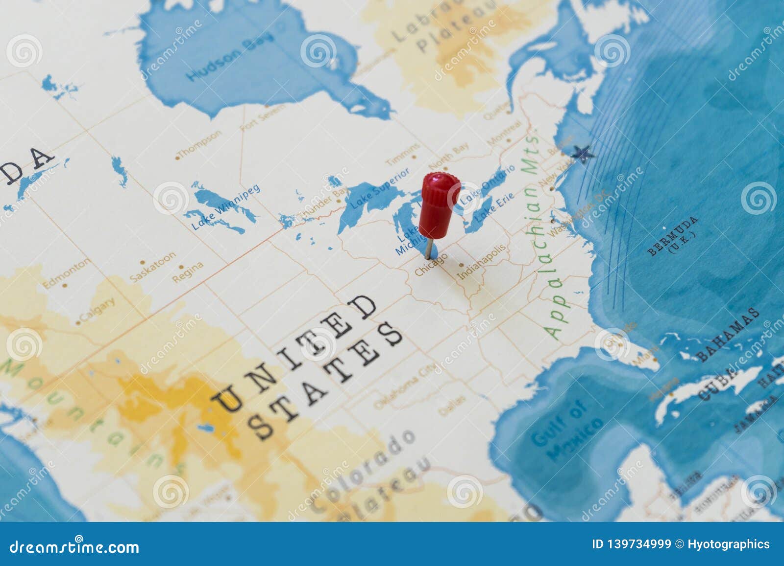 A Pin On Chicago United States In The World Map Stock Image