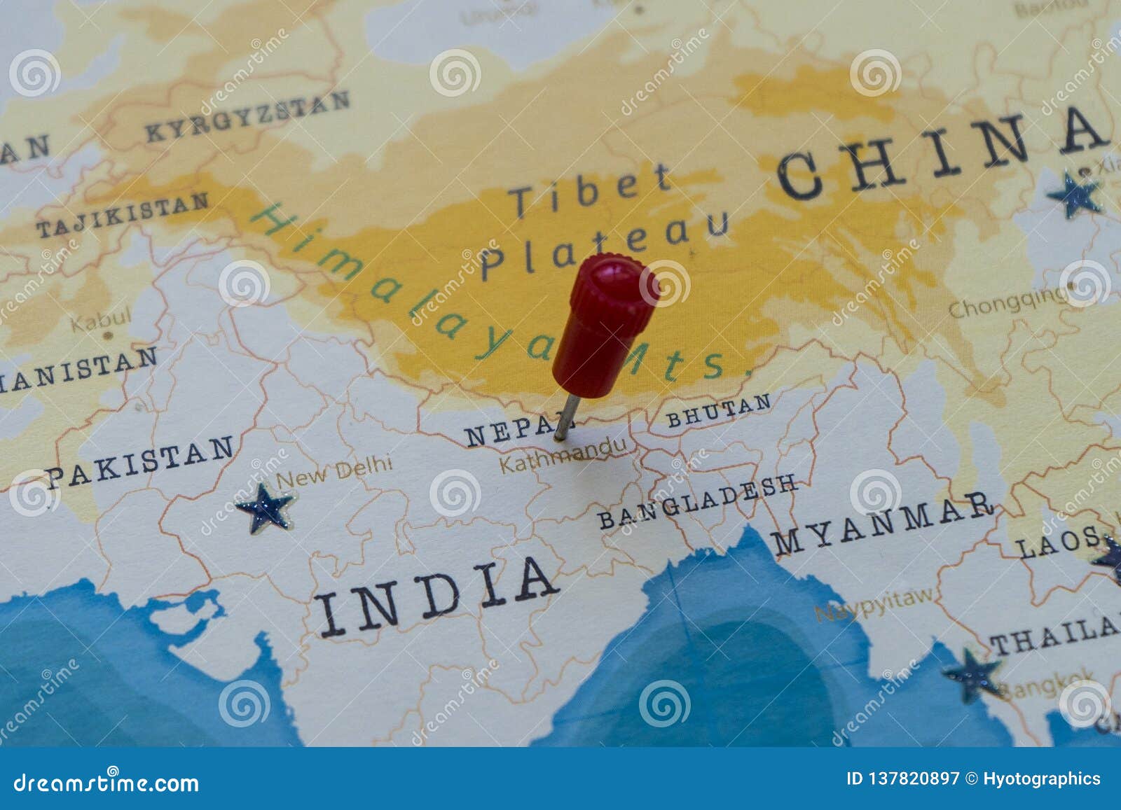 A Pin On Kathmandu Nepal In The World Map Stock Image Image Of