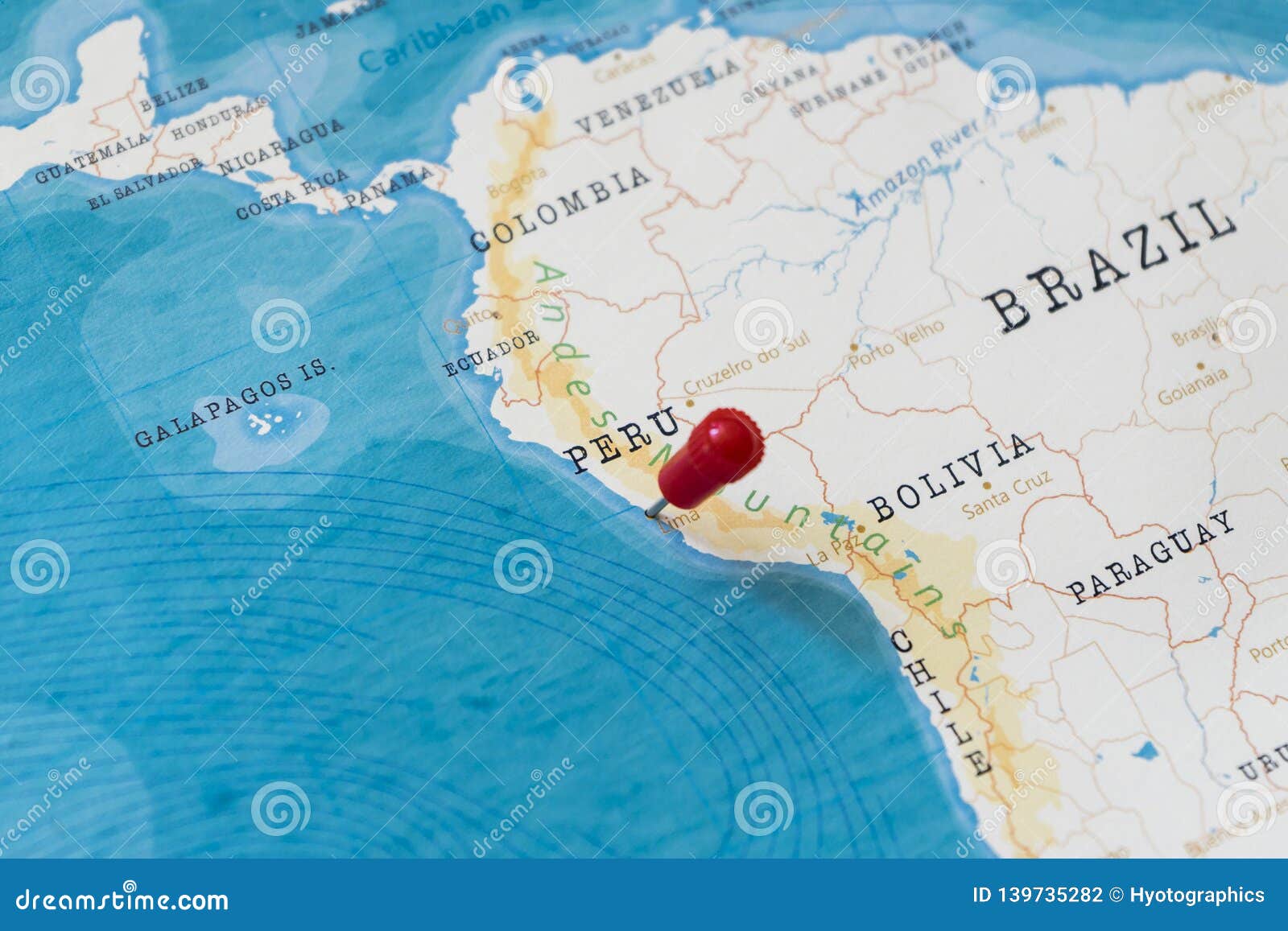 A Pin On Lima Peru In The World Map Stock Photo Image Of
