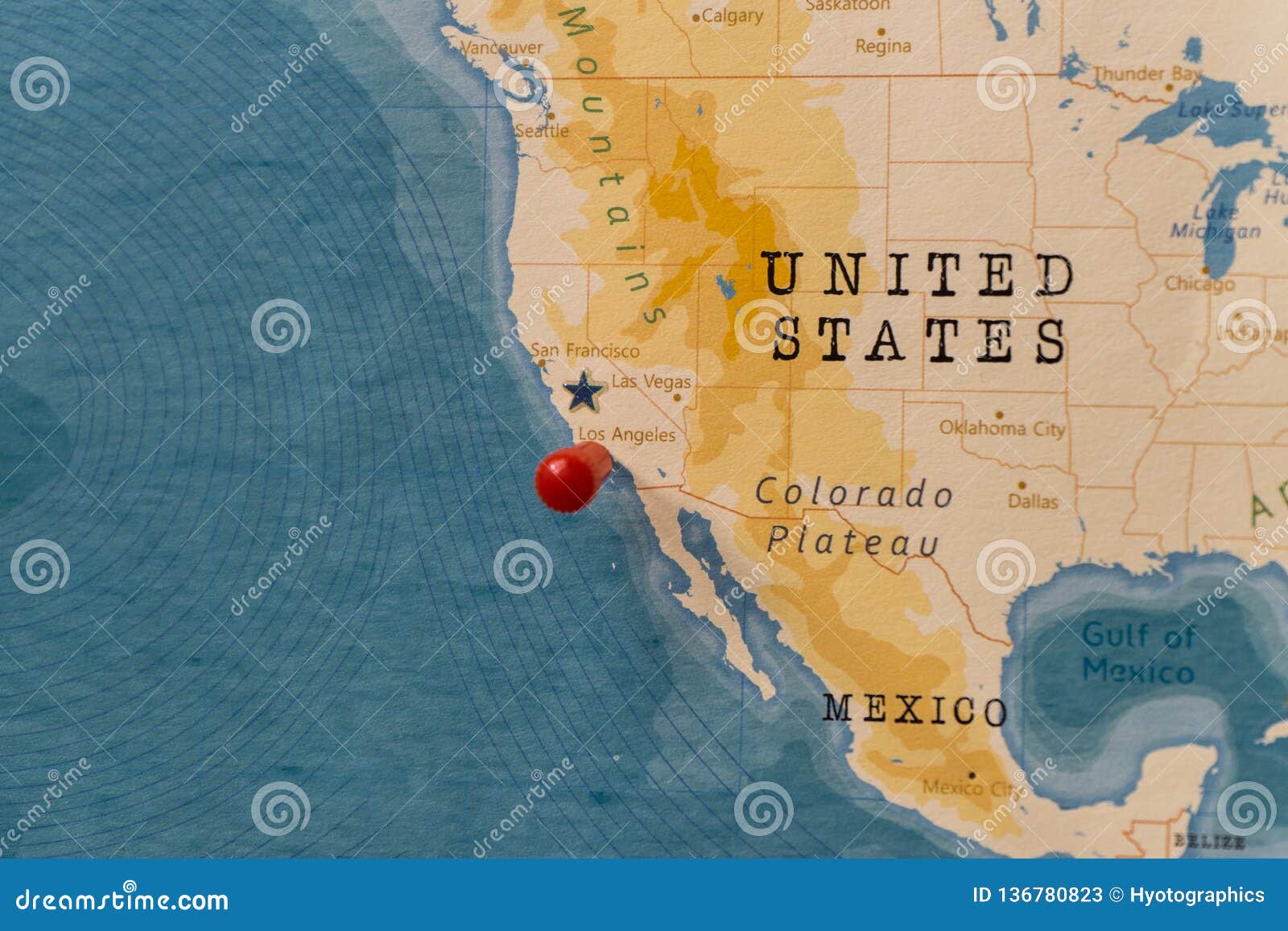 A Pin On Los Angeles United States In The World Map Stock Image