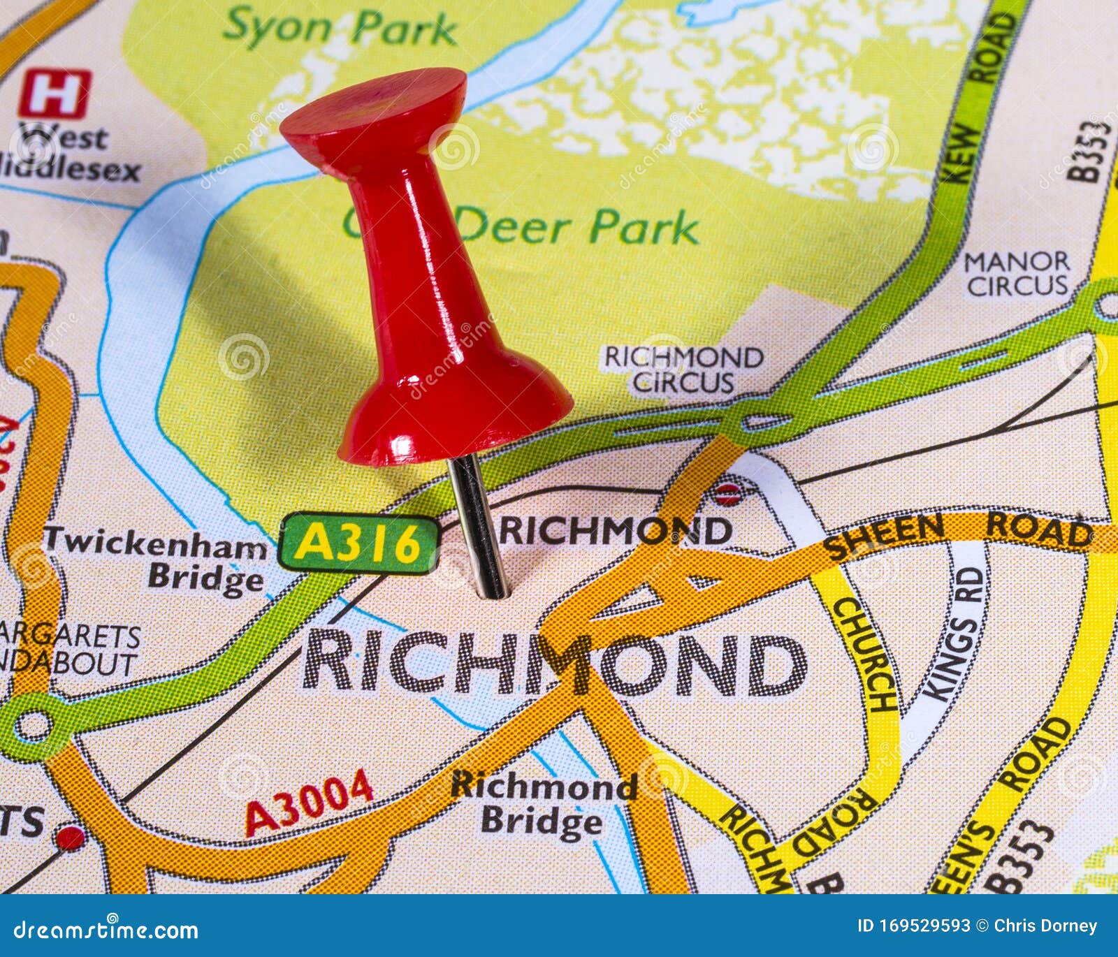 Richmond on a UK Map editorial stock photo. Image of atlas - 169529593