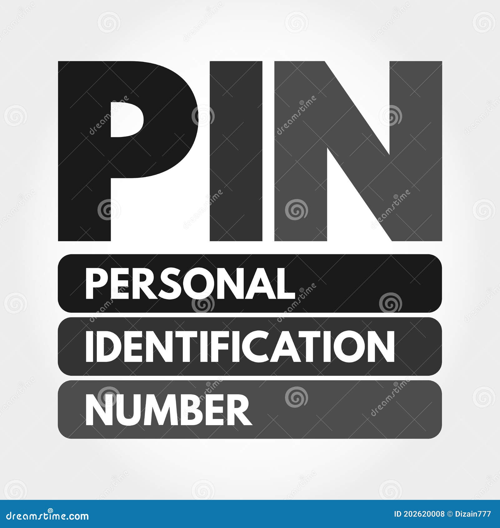 PIN Personal Identification Number Acronym Stock Illustration