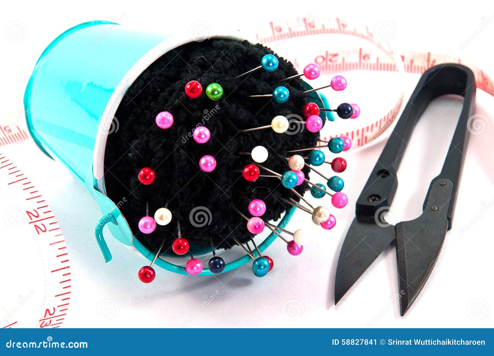 Pin Pillow Bucket with Sewing Accessory Stock Image Image of cotton, thread 58827841