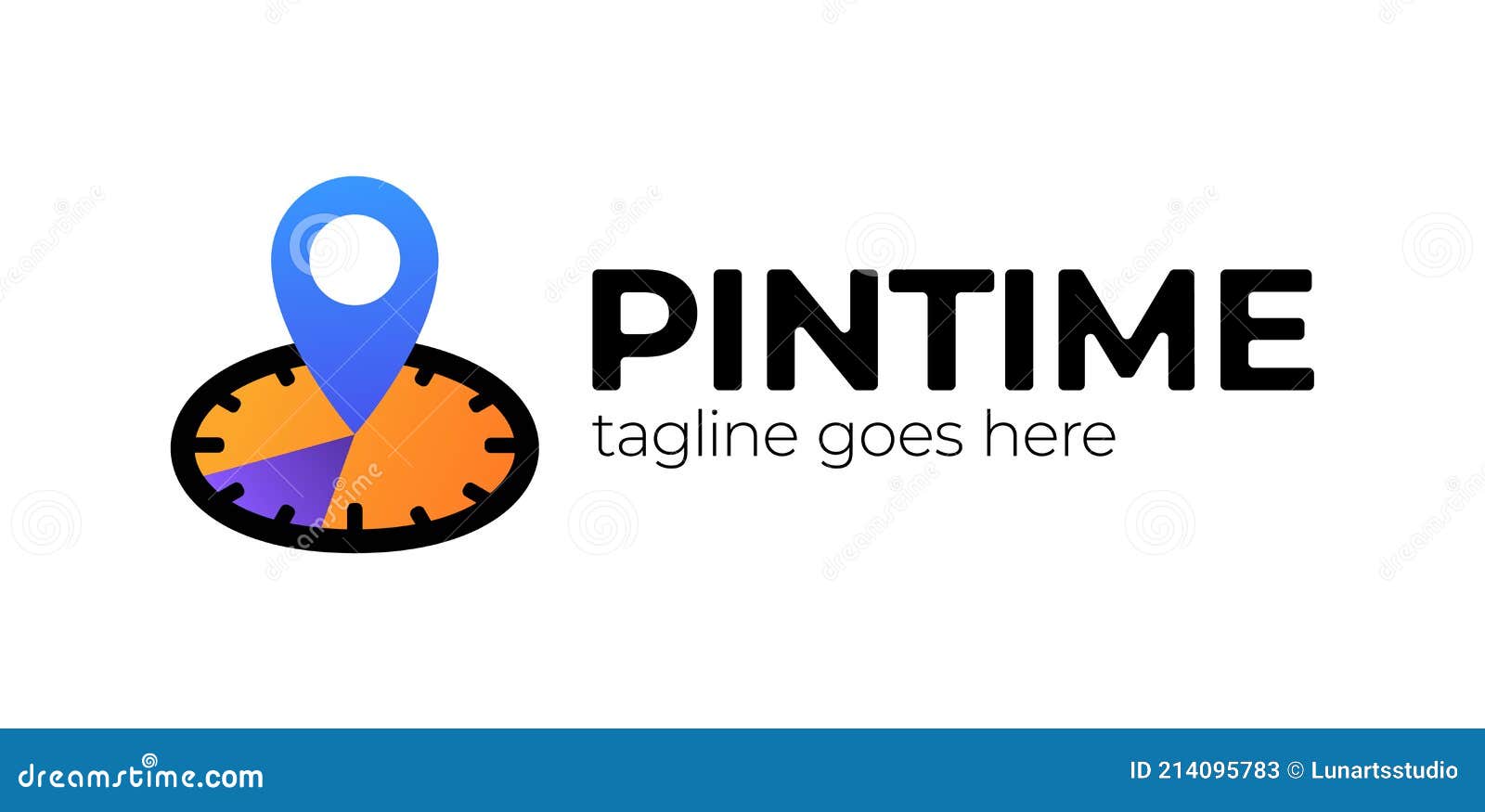 Pin Time Logo Template Design. Vector Clock and Map Pointer Logotype