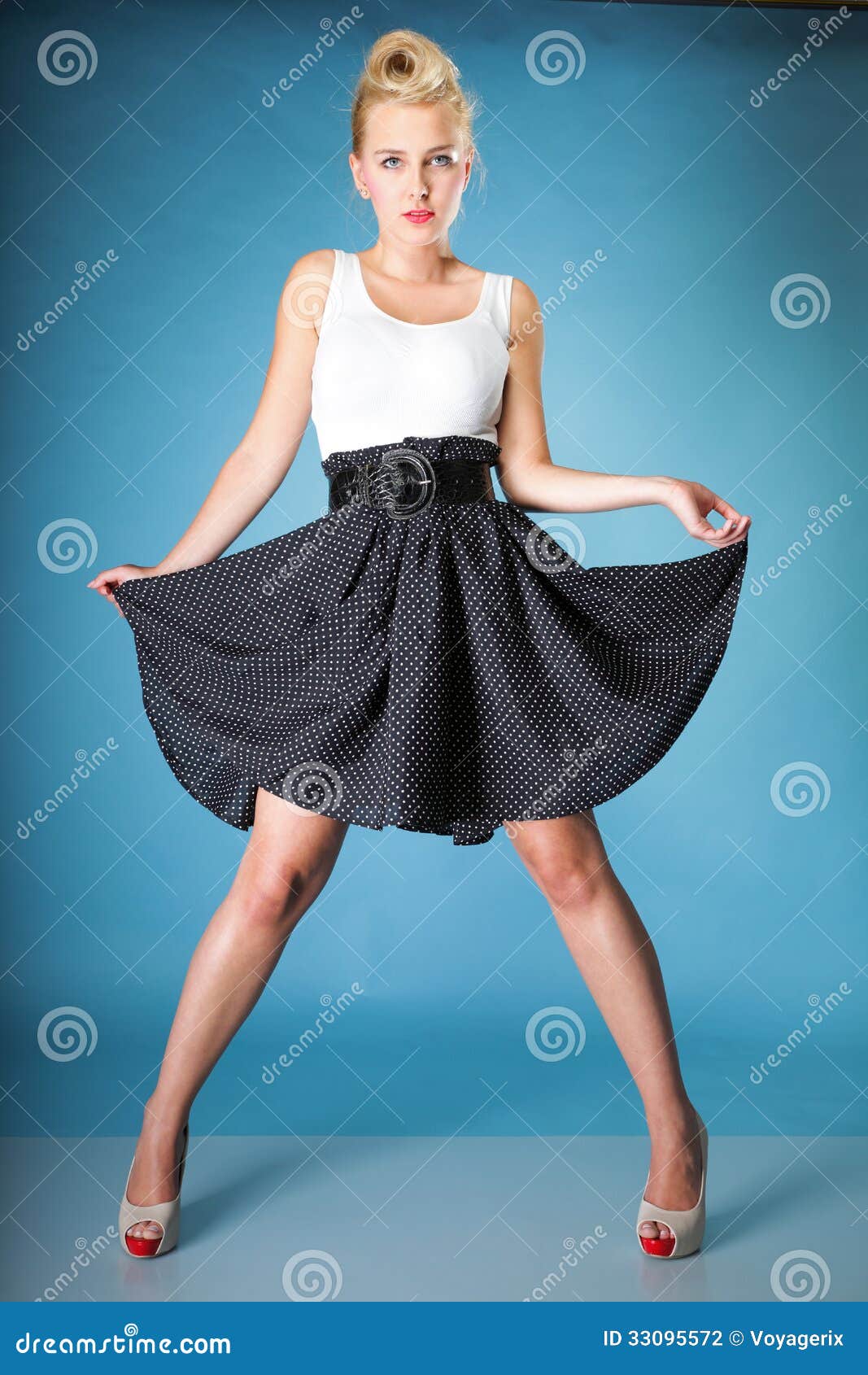 Pin-up Blonde Girl in Full Length Stock Photo - Image of body, appeal ...